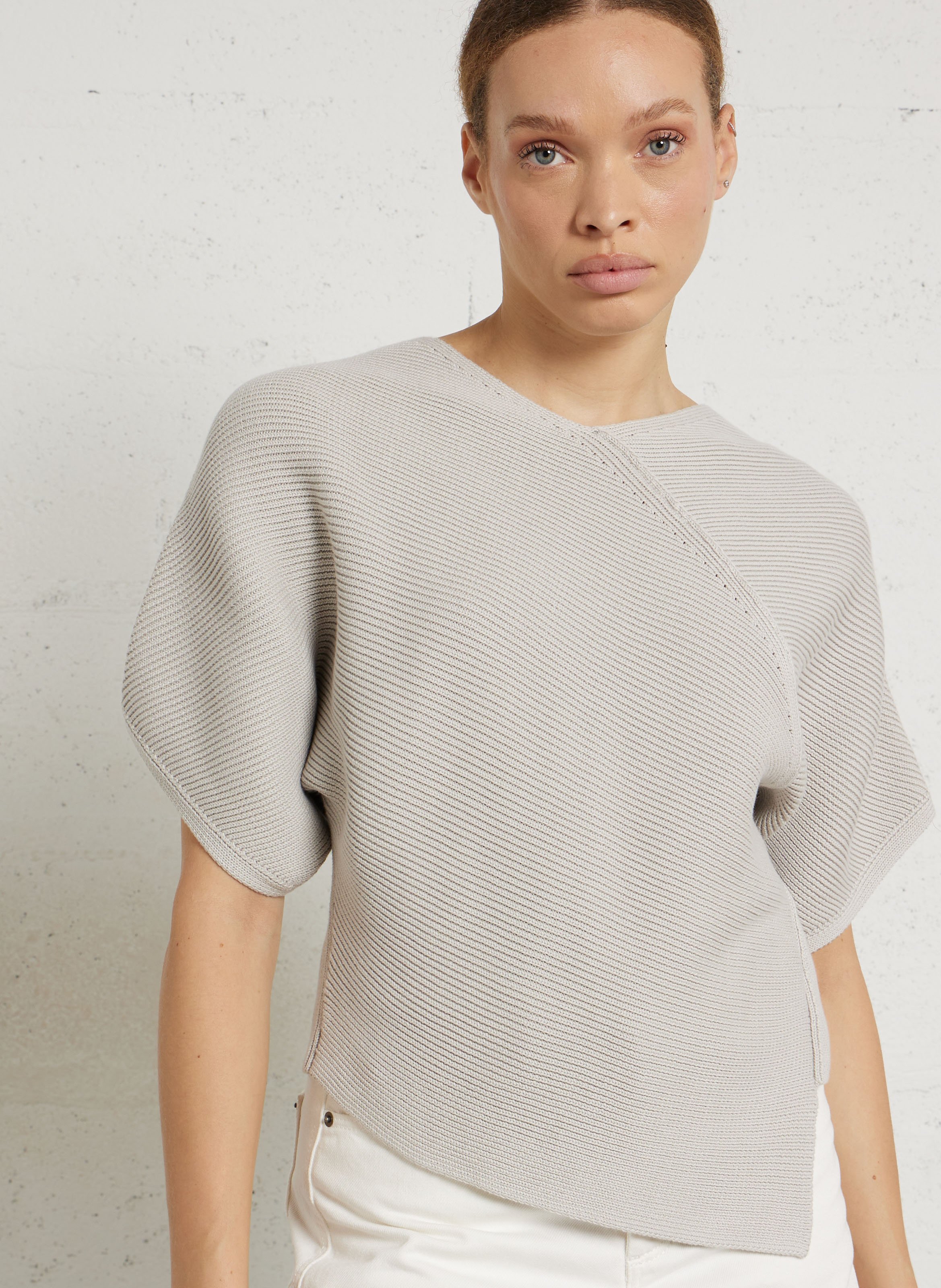 Asymmetrische biologische katoenen trui SOEUR Grijs