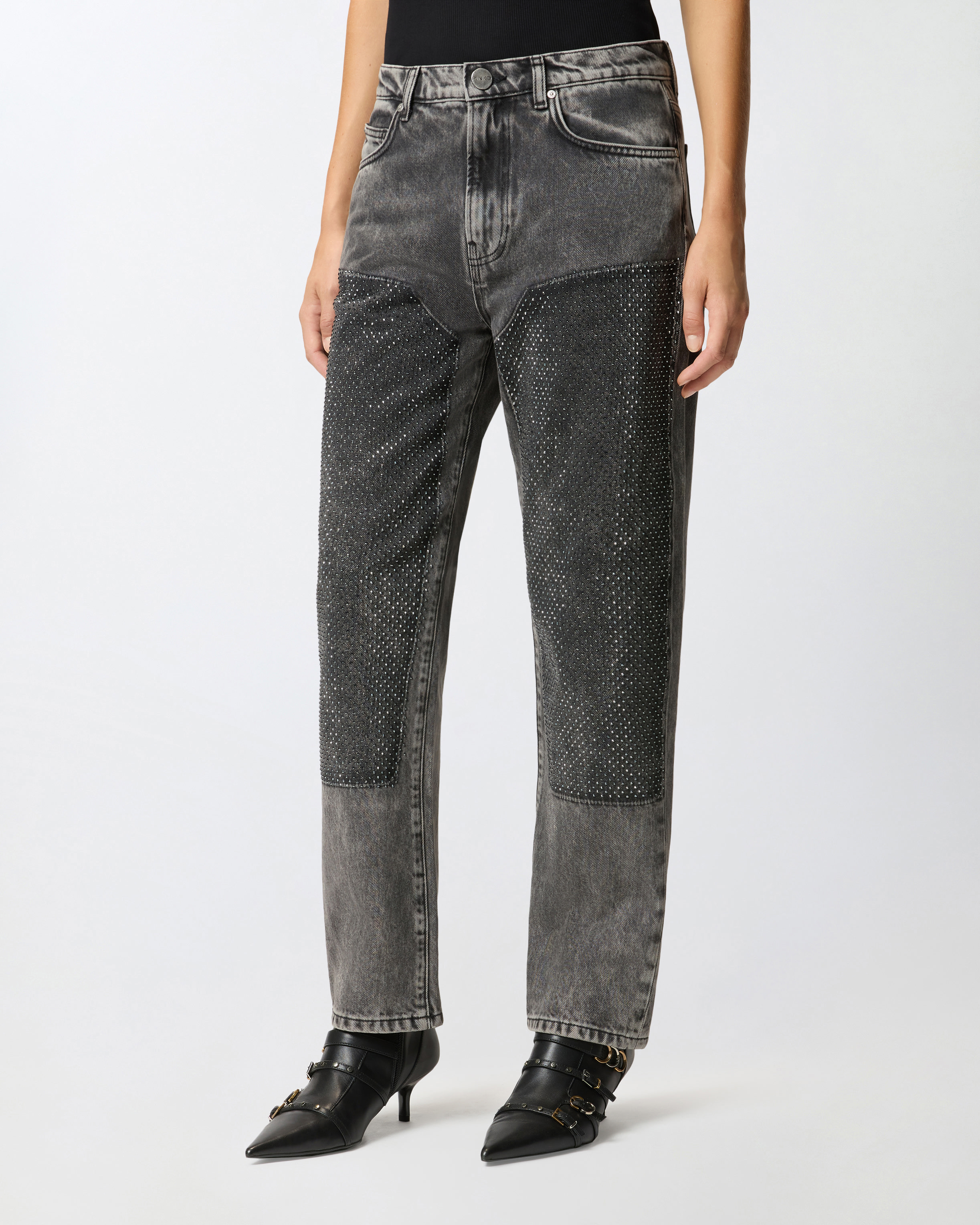 Loose jeans with mini studs PINKO Grey