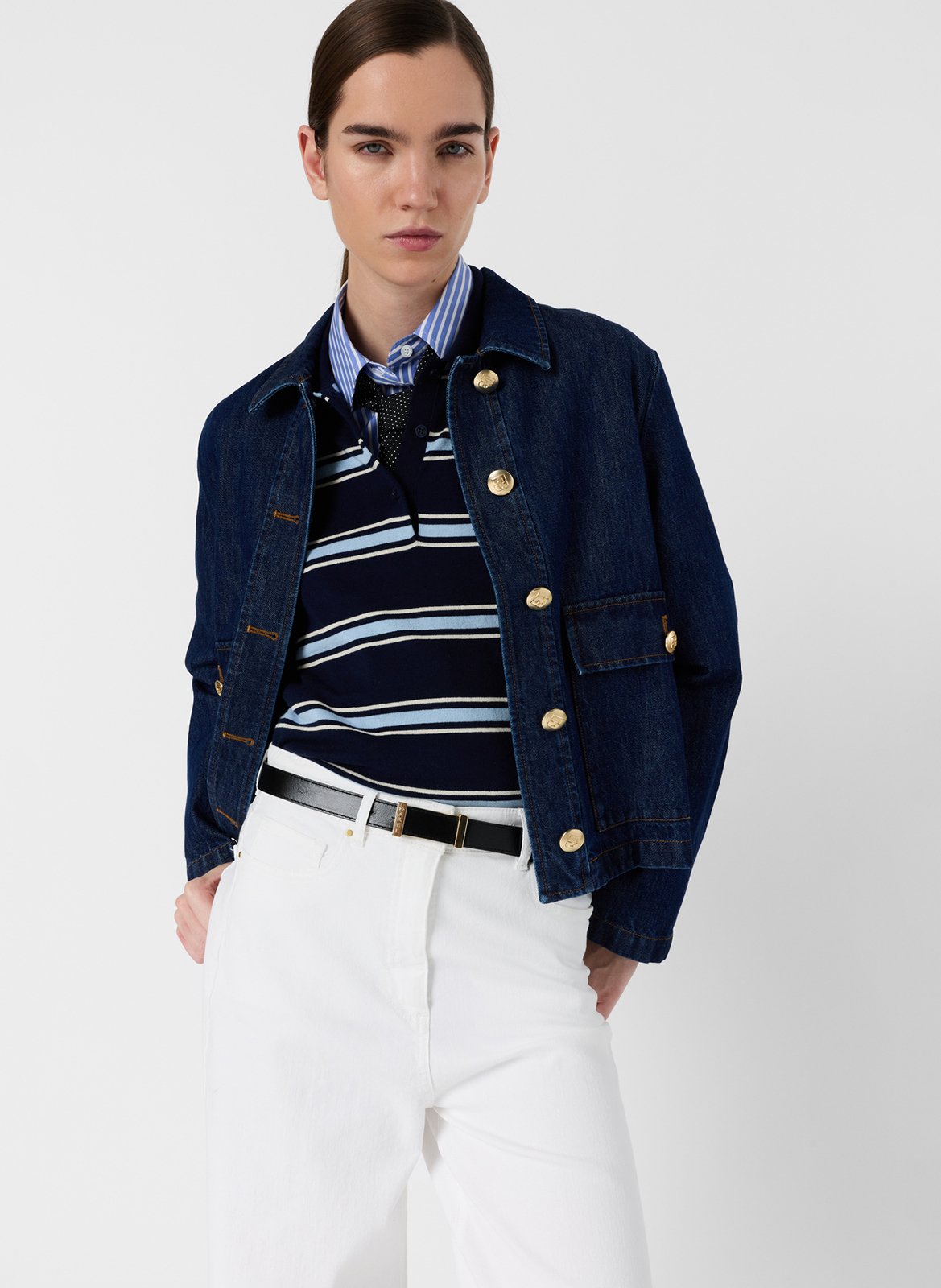 Gerade geschnittenes Poloshirt aus Baumwolle mit Streifen GERARD DAREL Blau