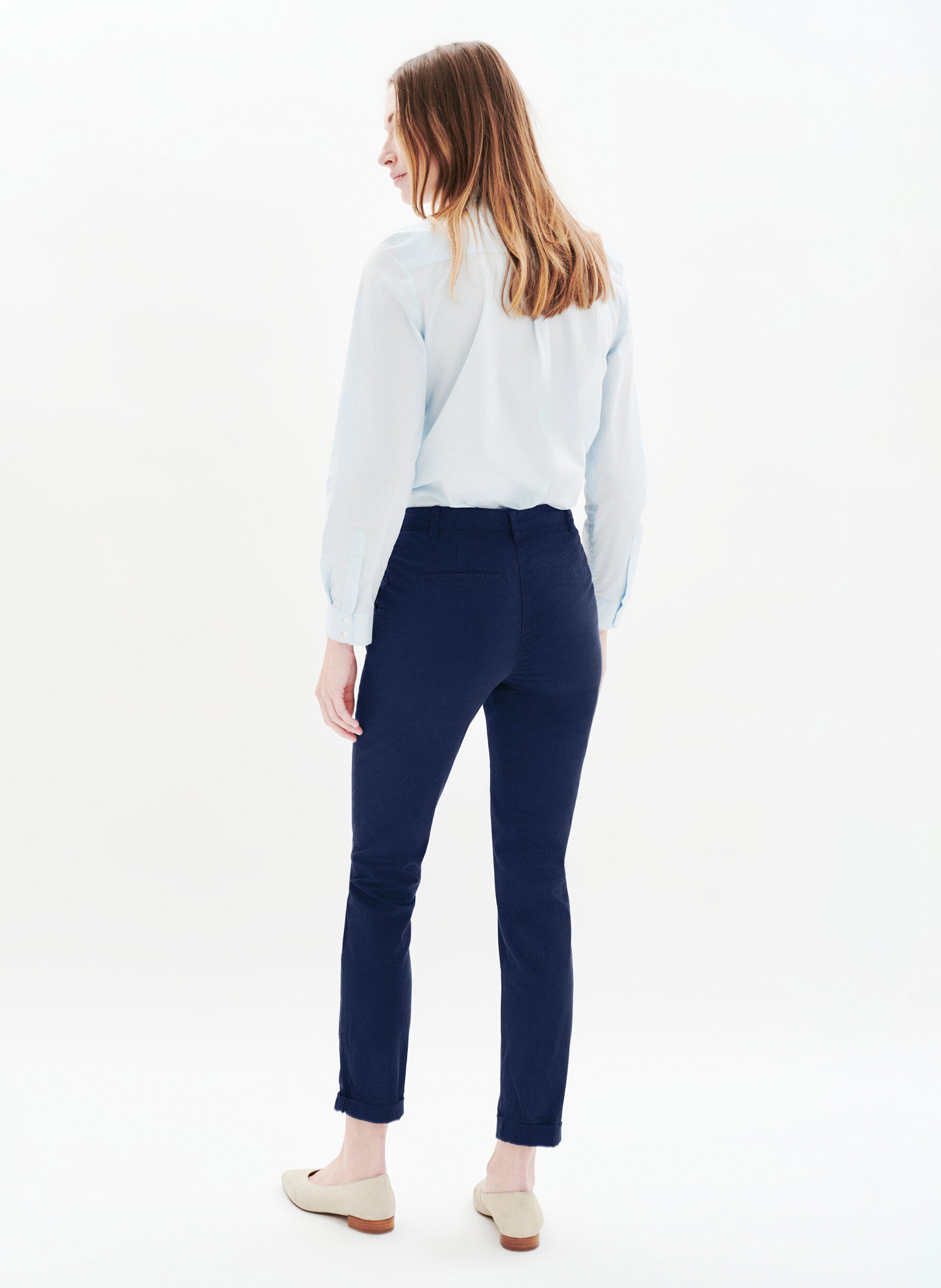 Pantalon chino en coton mélangé  CAROLL Bleu
