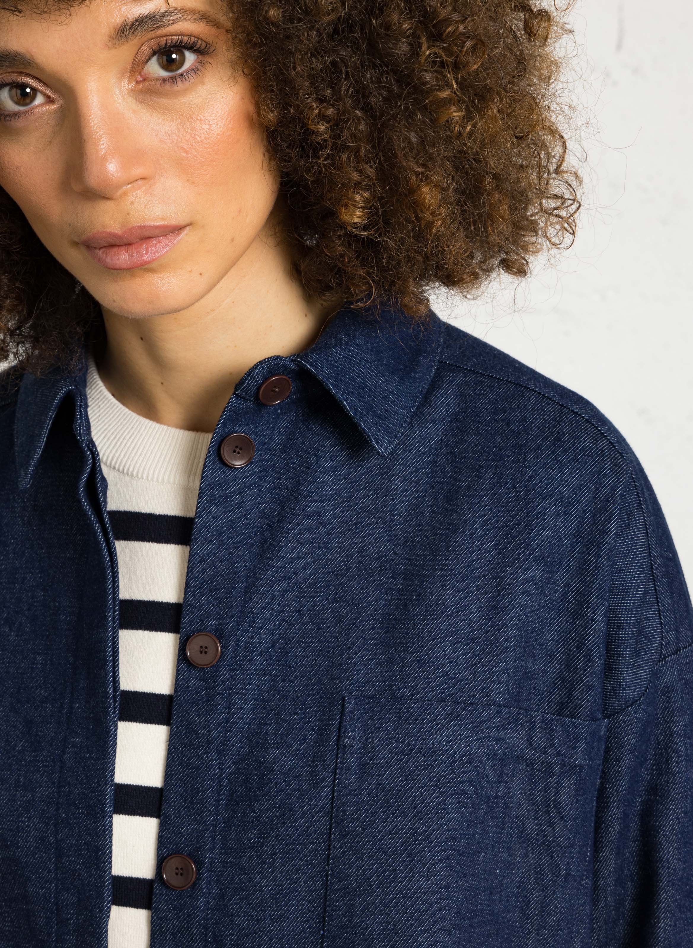 Oversize Jeansjacke in Raw-Denim BELLEPIECE Blau