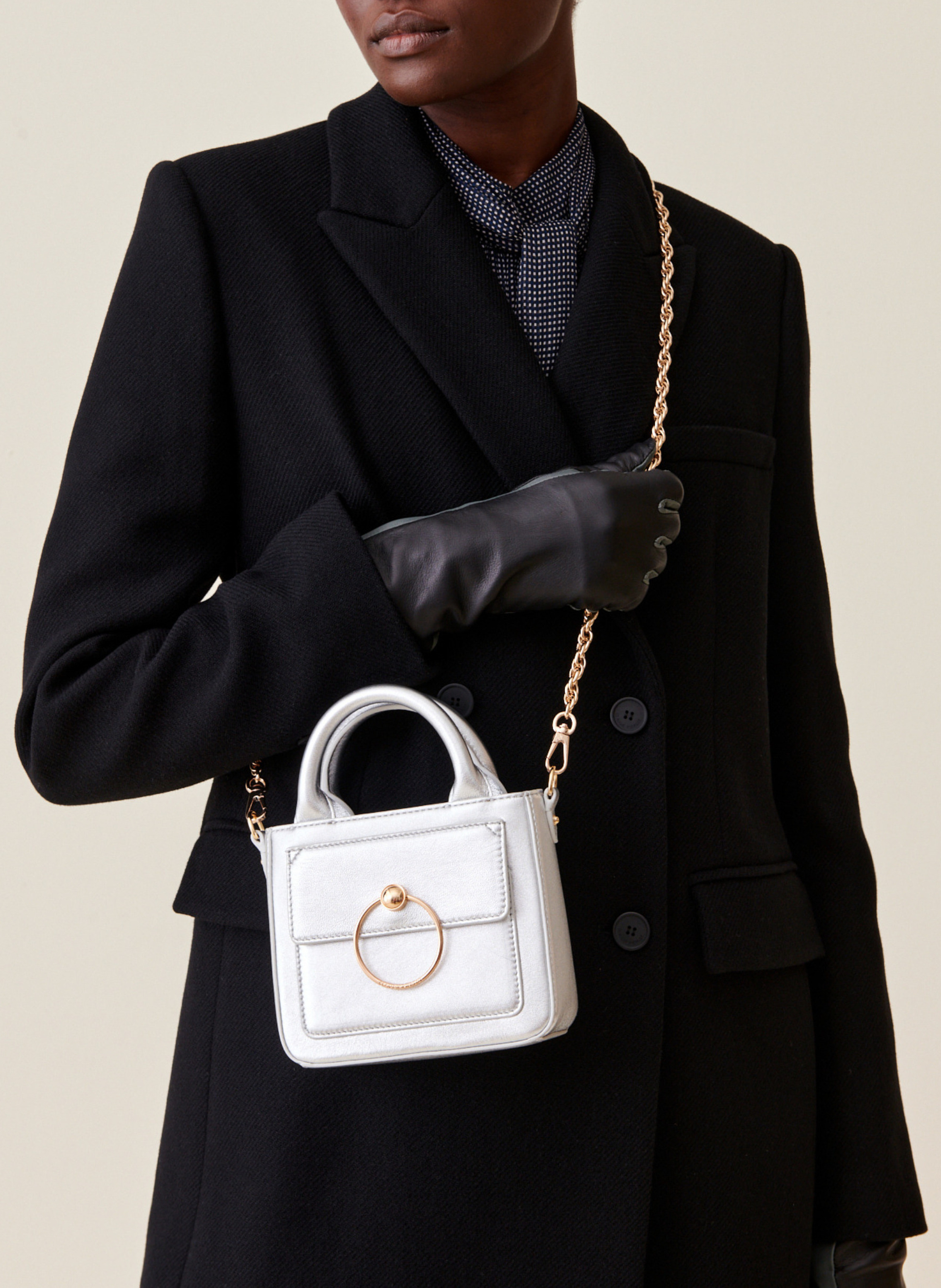 Sac à main en cuir CLAUDIE PIERLOT Argent