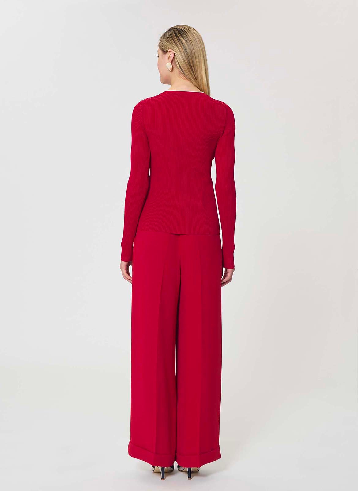 Nauwsluitende gebreide trui met ronde hals TARA JARMON Rood