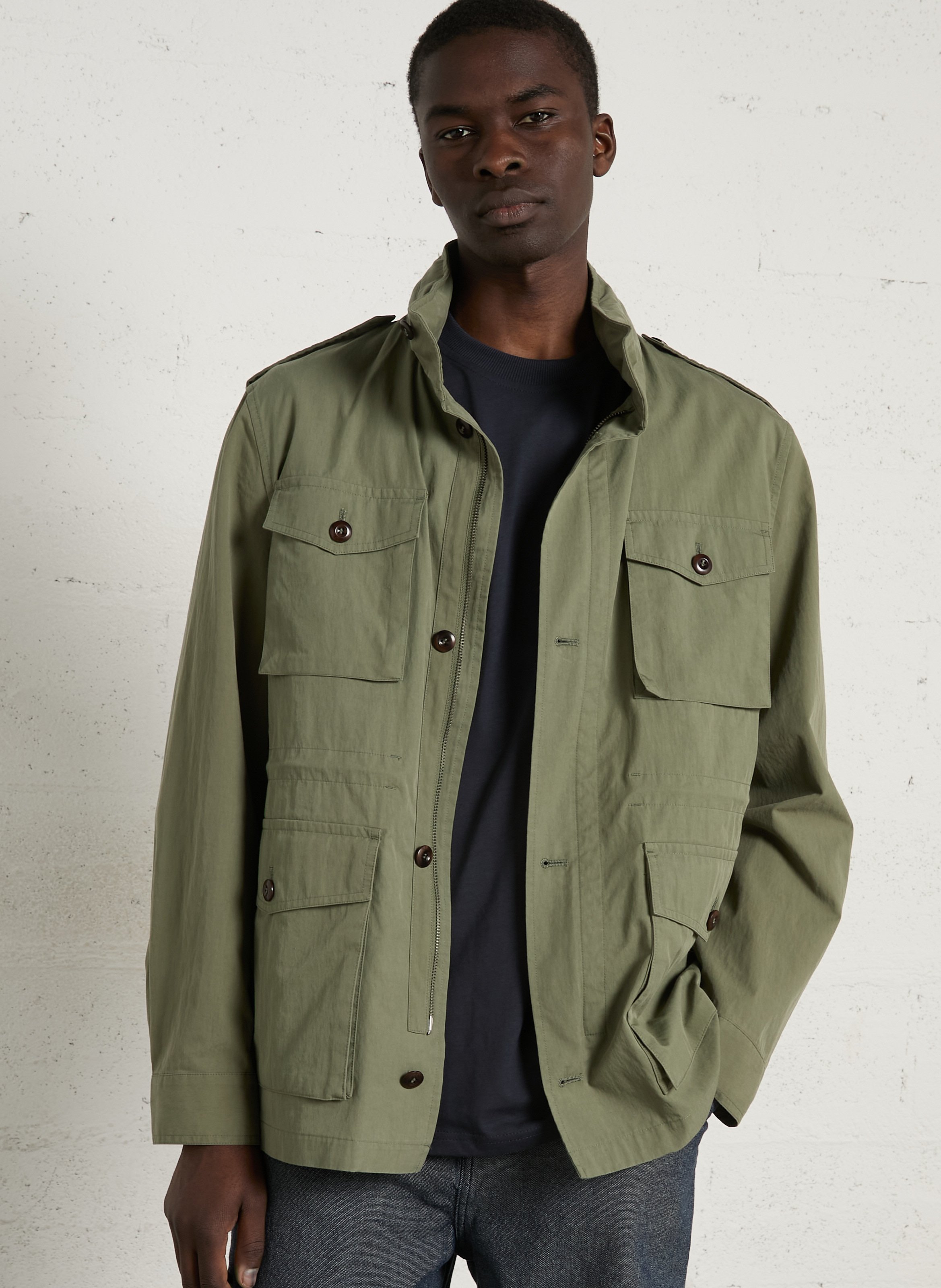 Veste droite col montant en coton mélangé GANT Vert