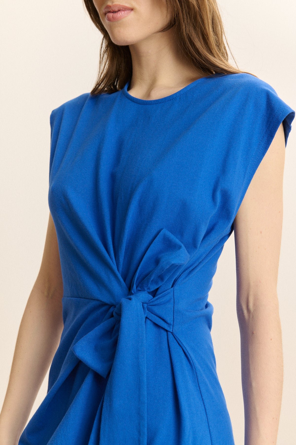 Short jersey dress with bow GARANCE PARIS Blue
