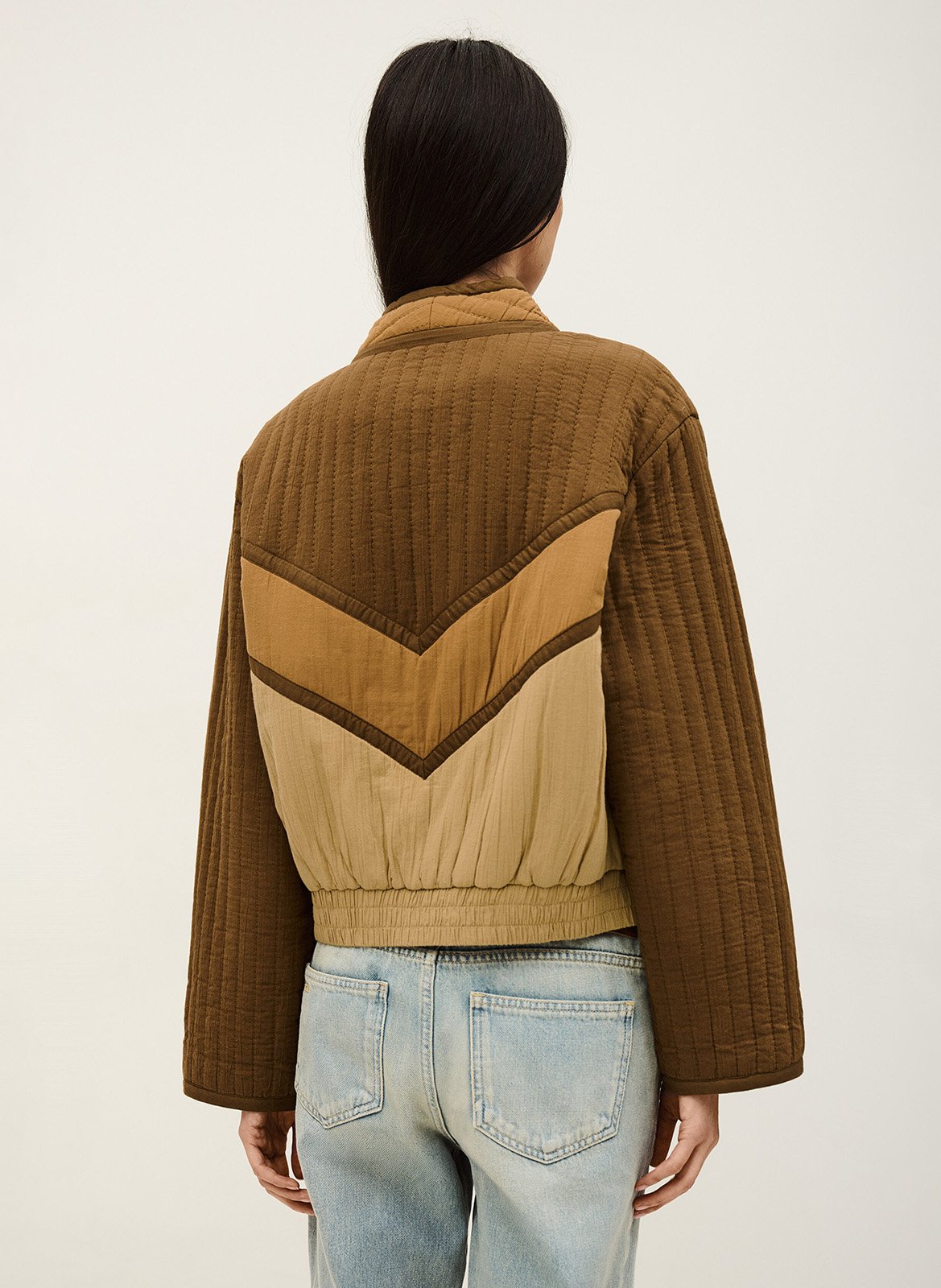 Korte patchwork katoenen jas BA&SH Bruin