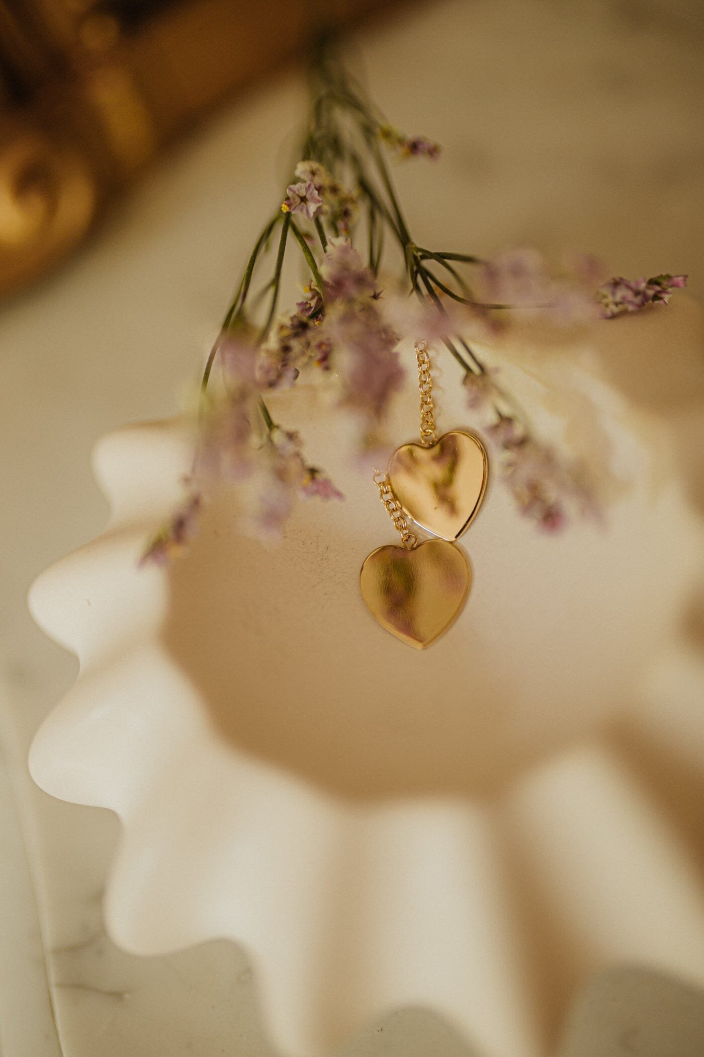 Dangling heart-shaped gold-plated earrings MONSIEUR SIMONE Golden