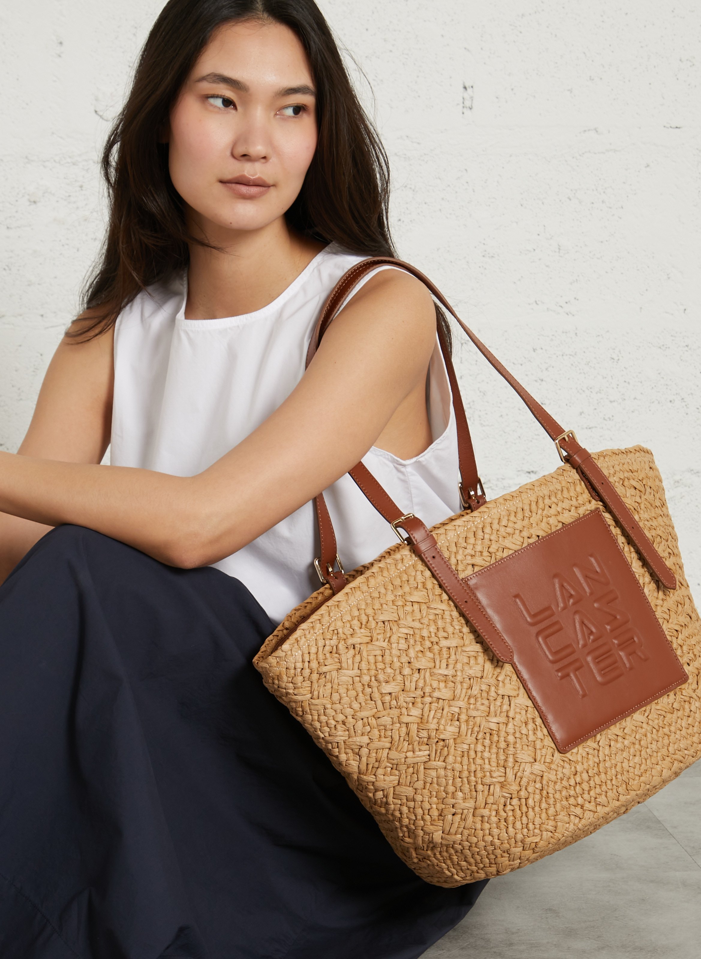 Shopper aus Stroh LANCASTER PARIS Braun