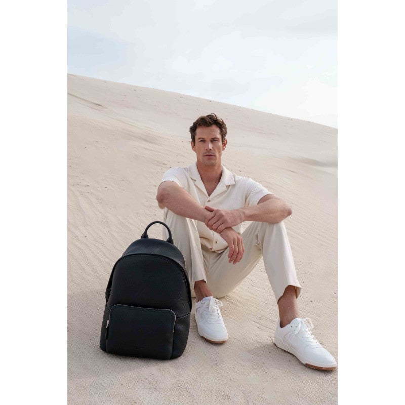 Leather backpack POURCHET Black