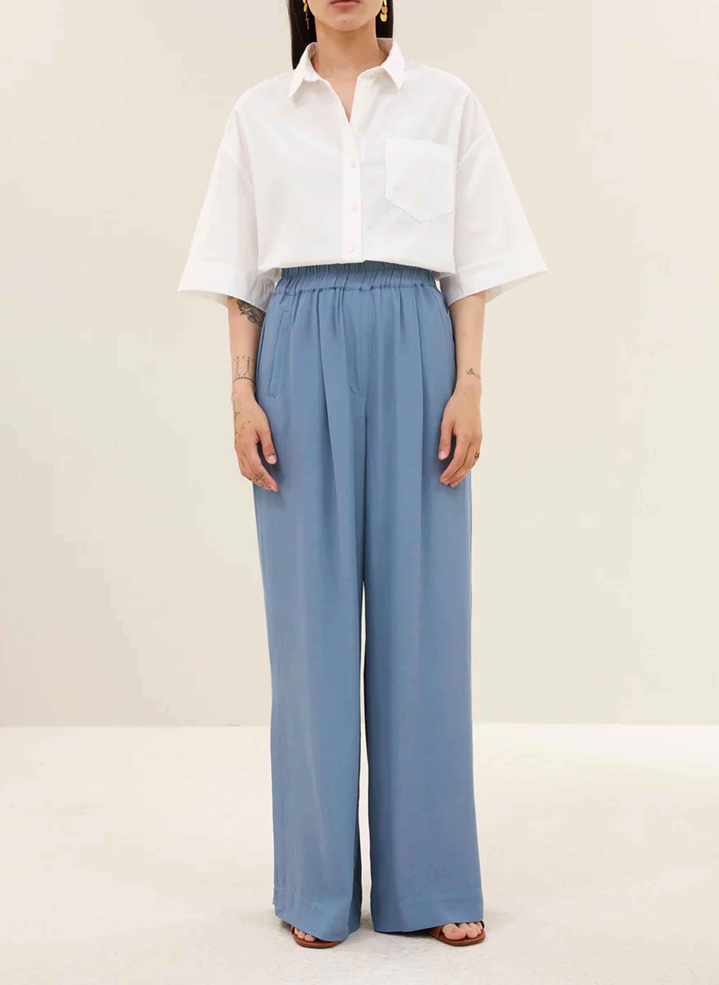 Blouse boutonnée à motifs  Blanc