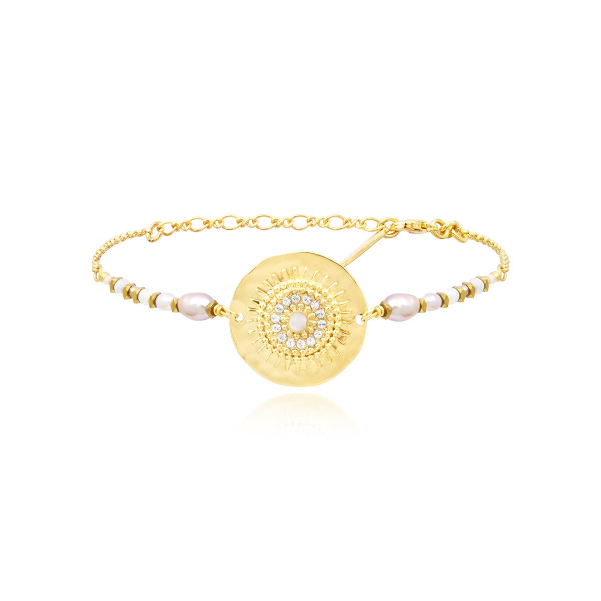 Adjustable fine bracelet   gold-plated SATELLITE PARIS White