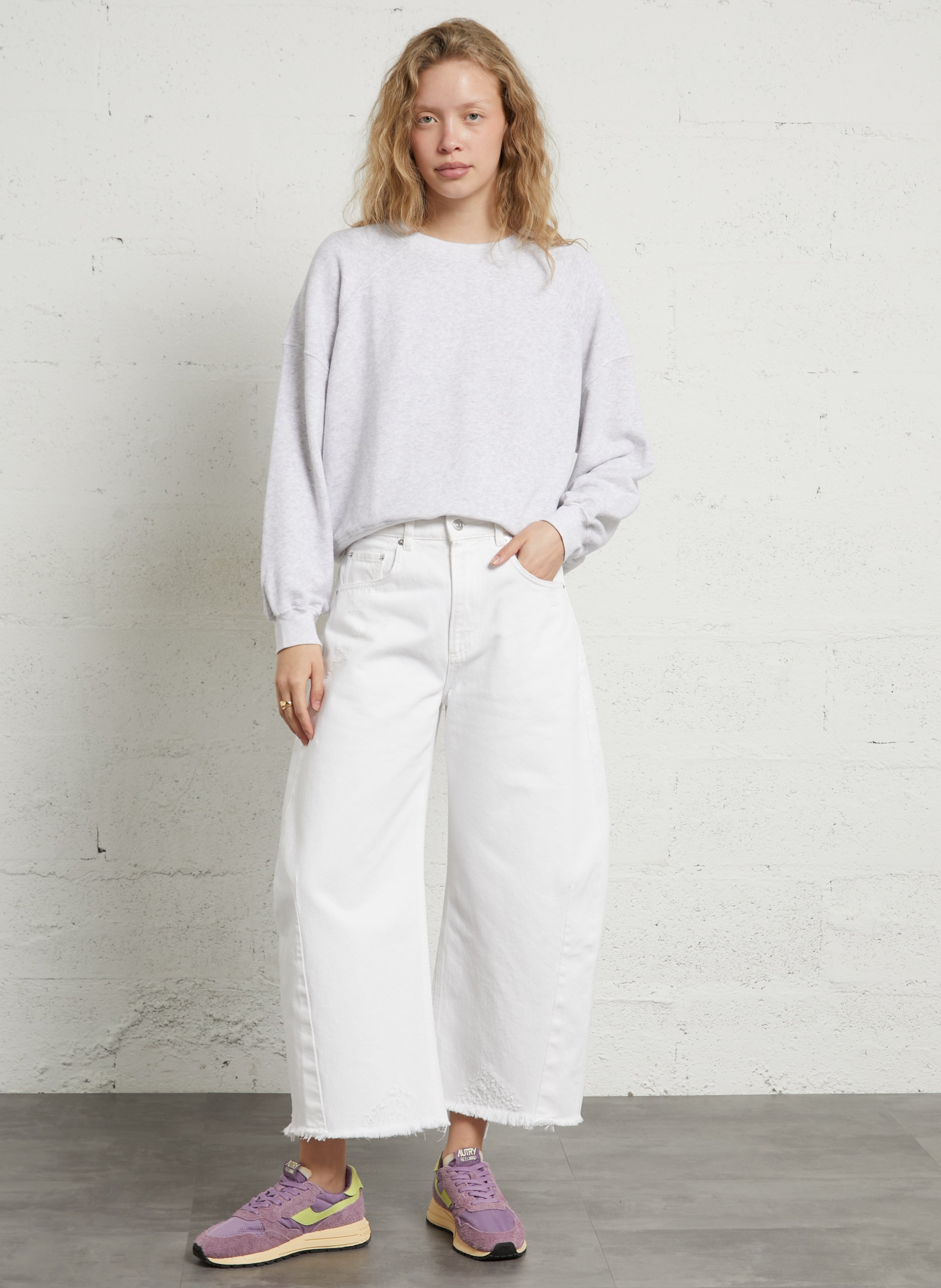 Oversized cotton-blend sweatshirt with round neck AMERICAN VINTAGE Grey