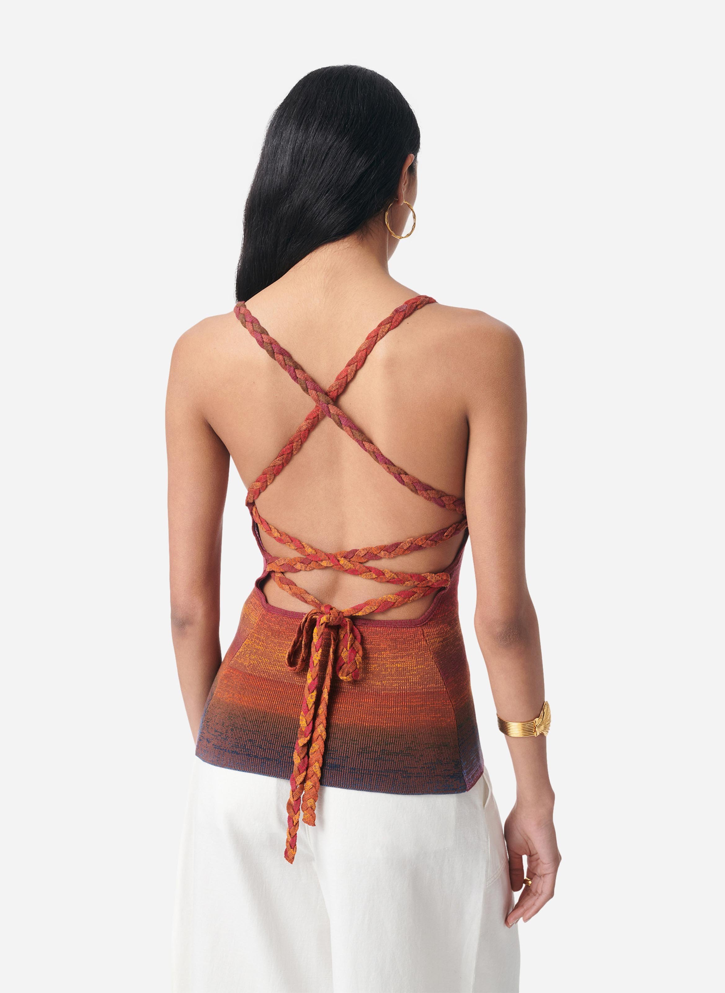 Top de mezcla de algodón con cuello cuadrado VANESSA BRUNO Multicolor