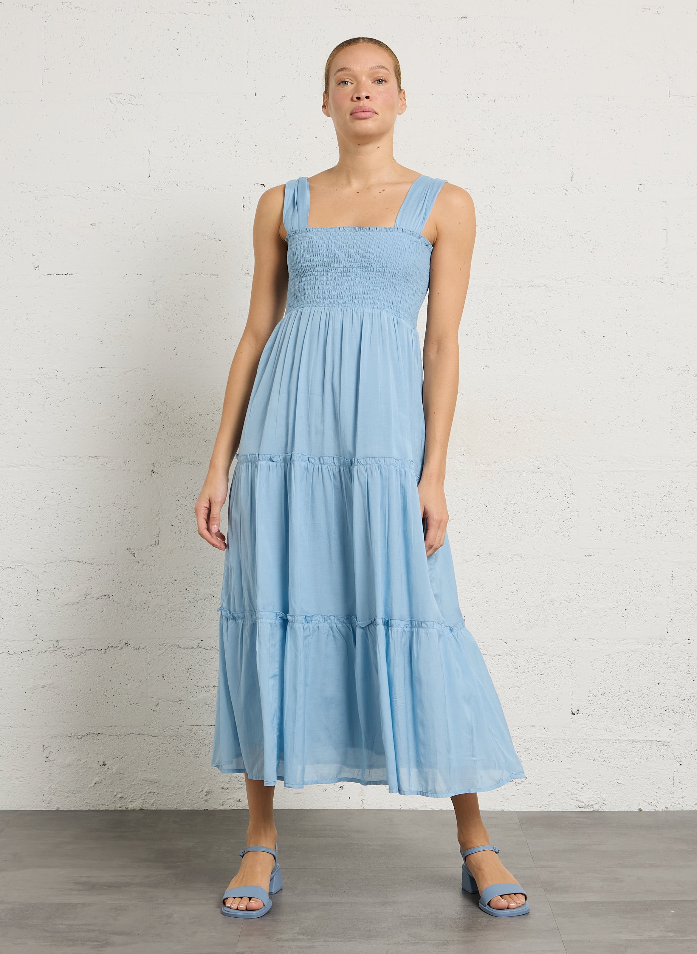 Long flounced dress PETITE MENDIGOTE Blue