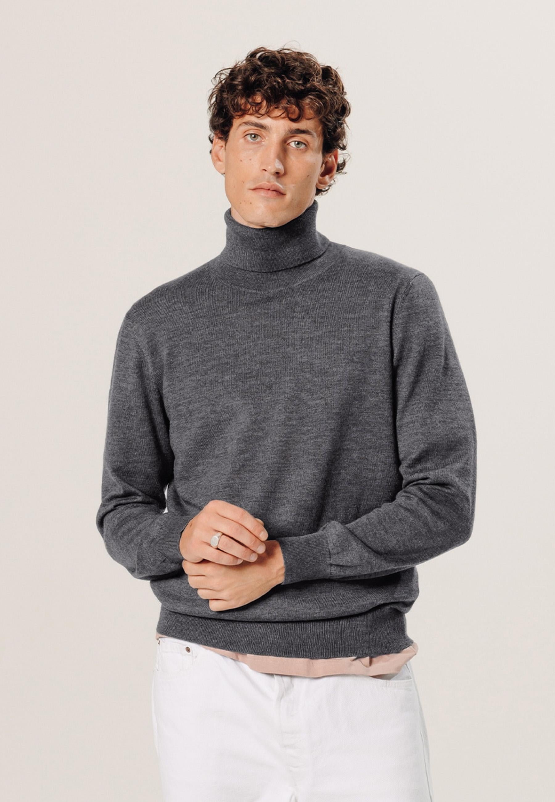 Pull col roulé en laine mérinos RODIER Gris