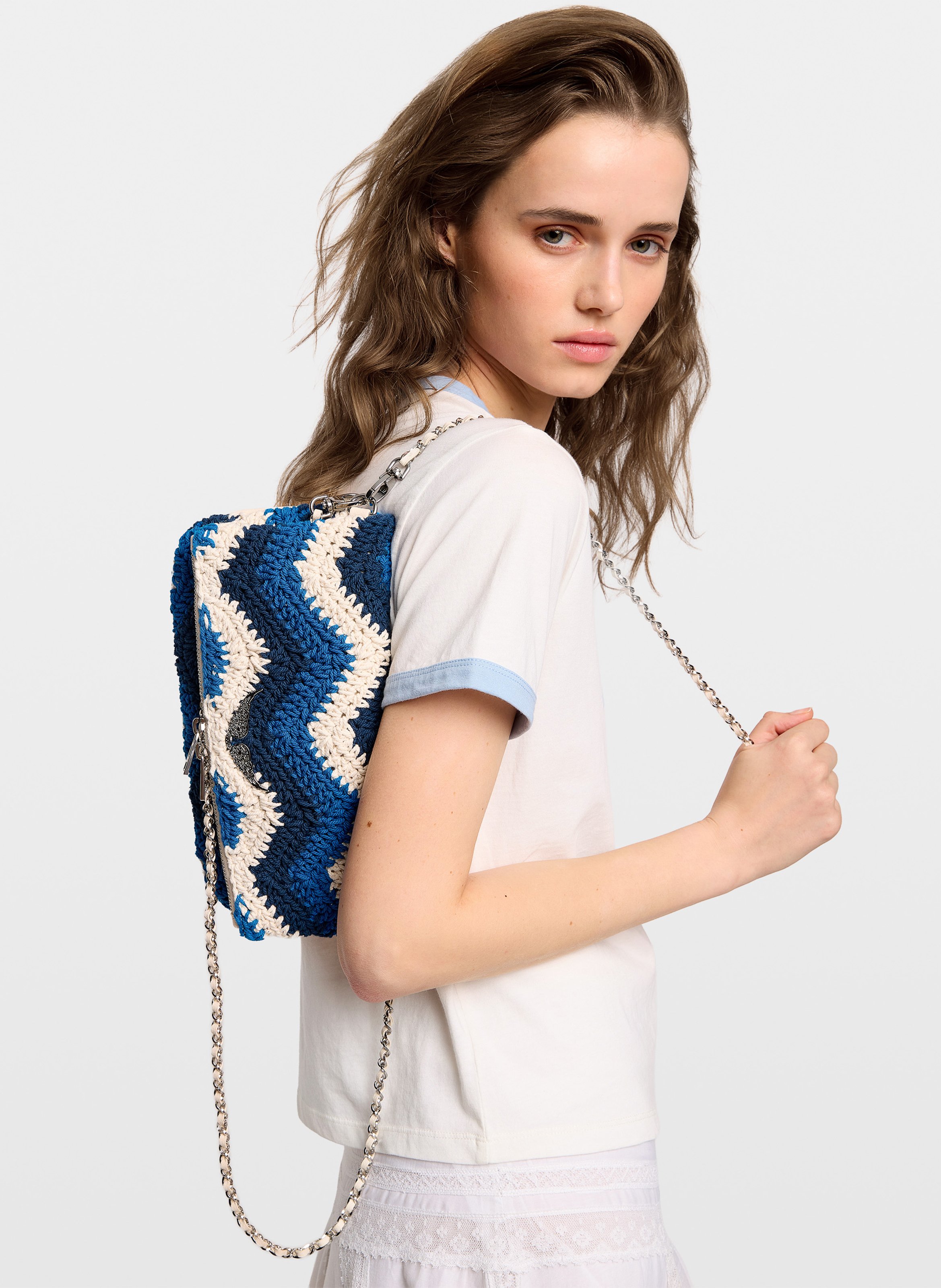 Pochette en coton macramé ZADIG&VOLTAIRE Bleu