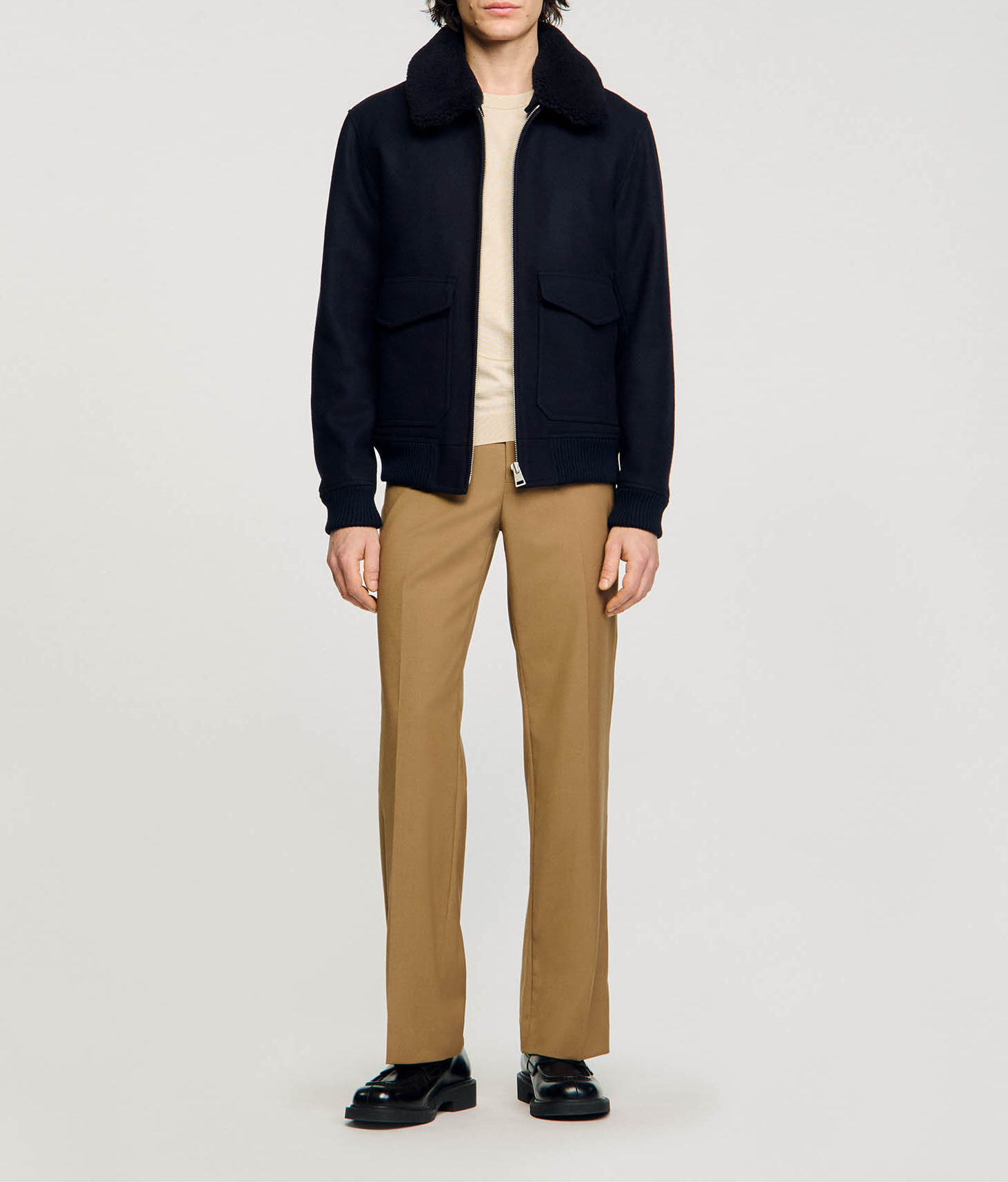 Vest van wolmix met ronde hals SANDRO Blauw