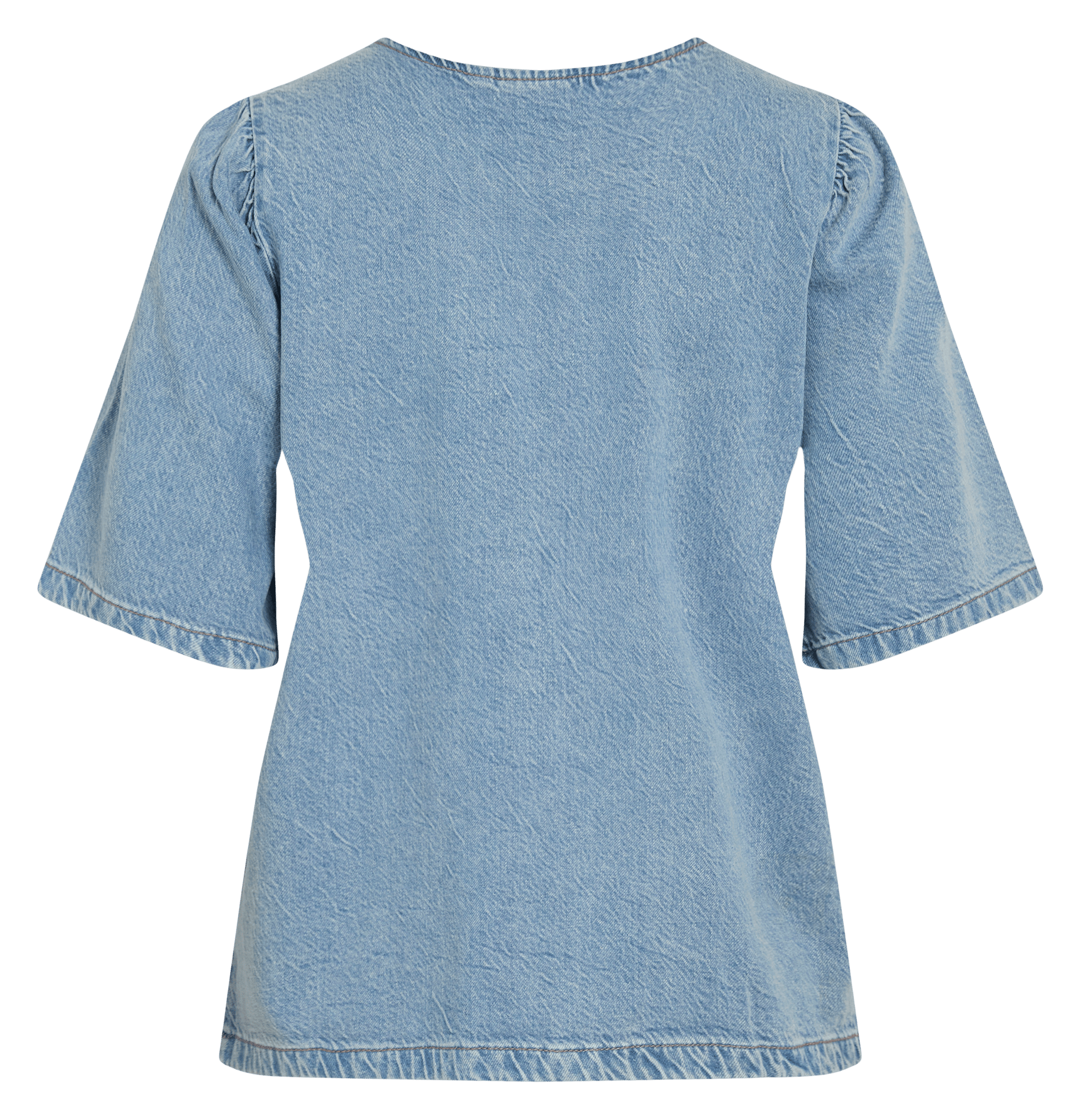 Rundhalsausschnitt-Top mit Denim-Effekt VILA Blau