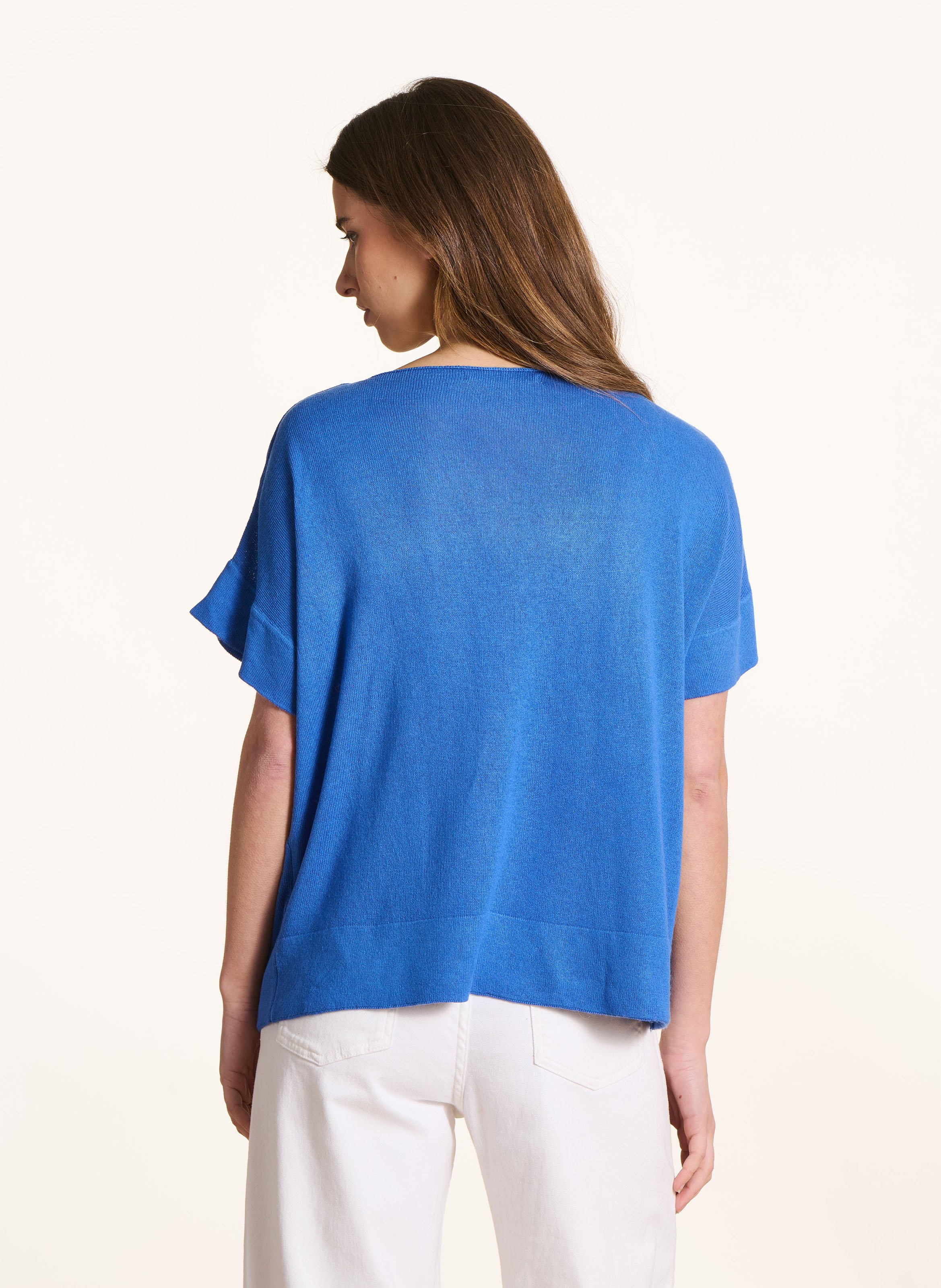 Pull oversize col bateau  LA FEE MARABOUTEE Bleu