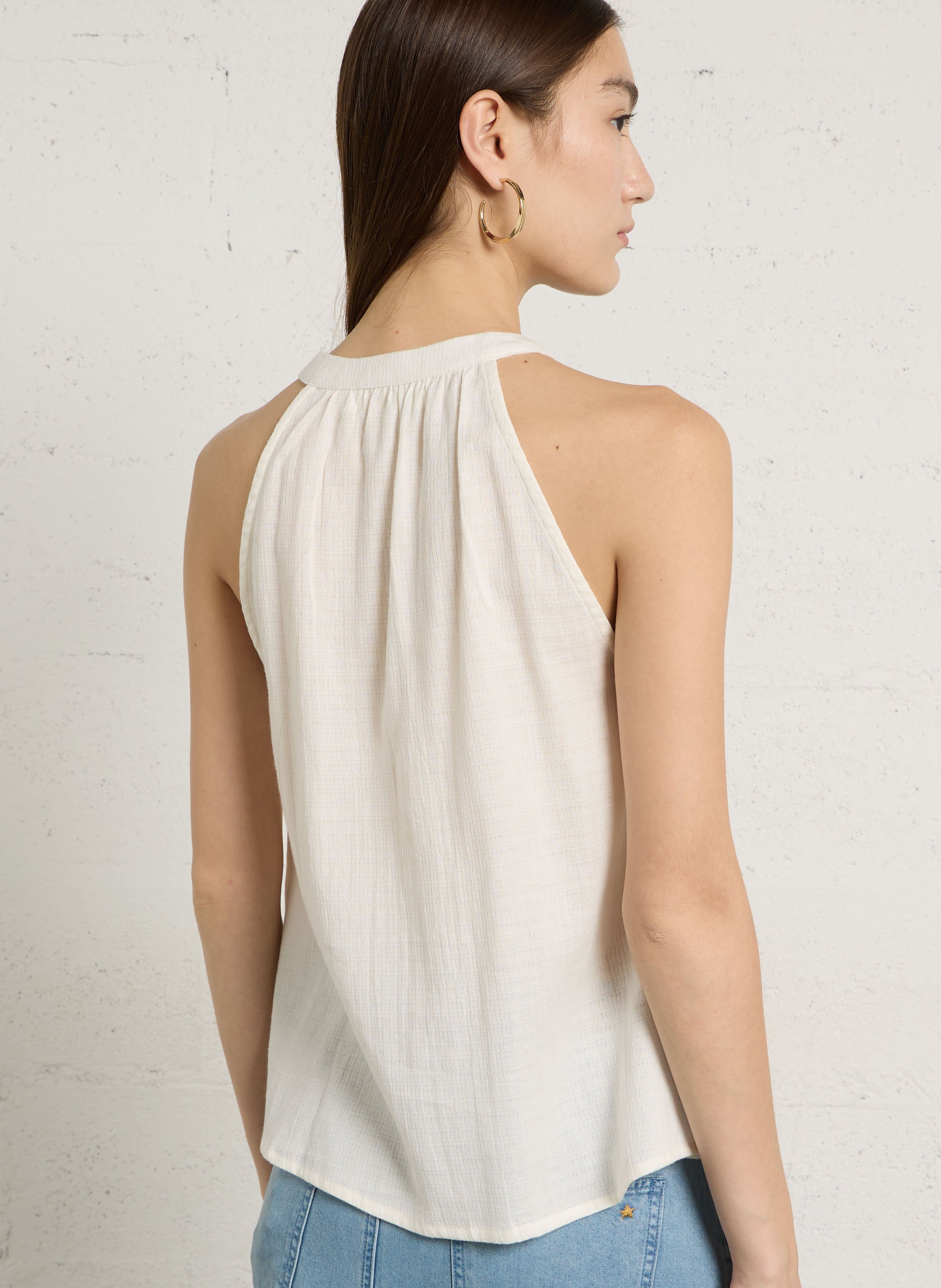 Ärmelloses ausgestelltes Top in Uni-Farbe LA PETITE ETOILE Weiss