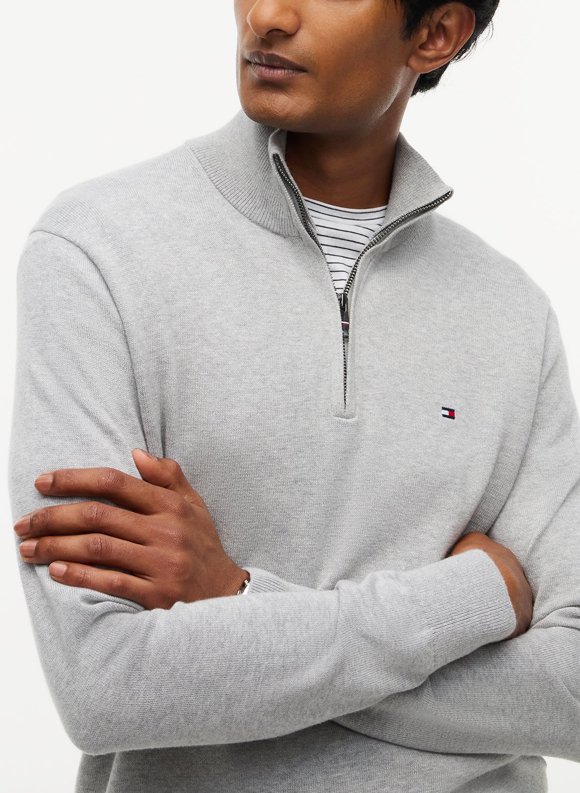 Pullover aus Bio-Baumwolle und Kaschmir mit Stehkragen, Regular Fit TOMMY HILFIGER Grau