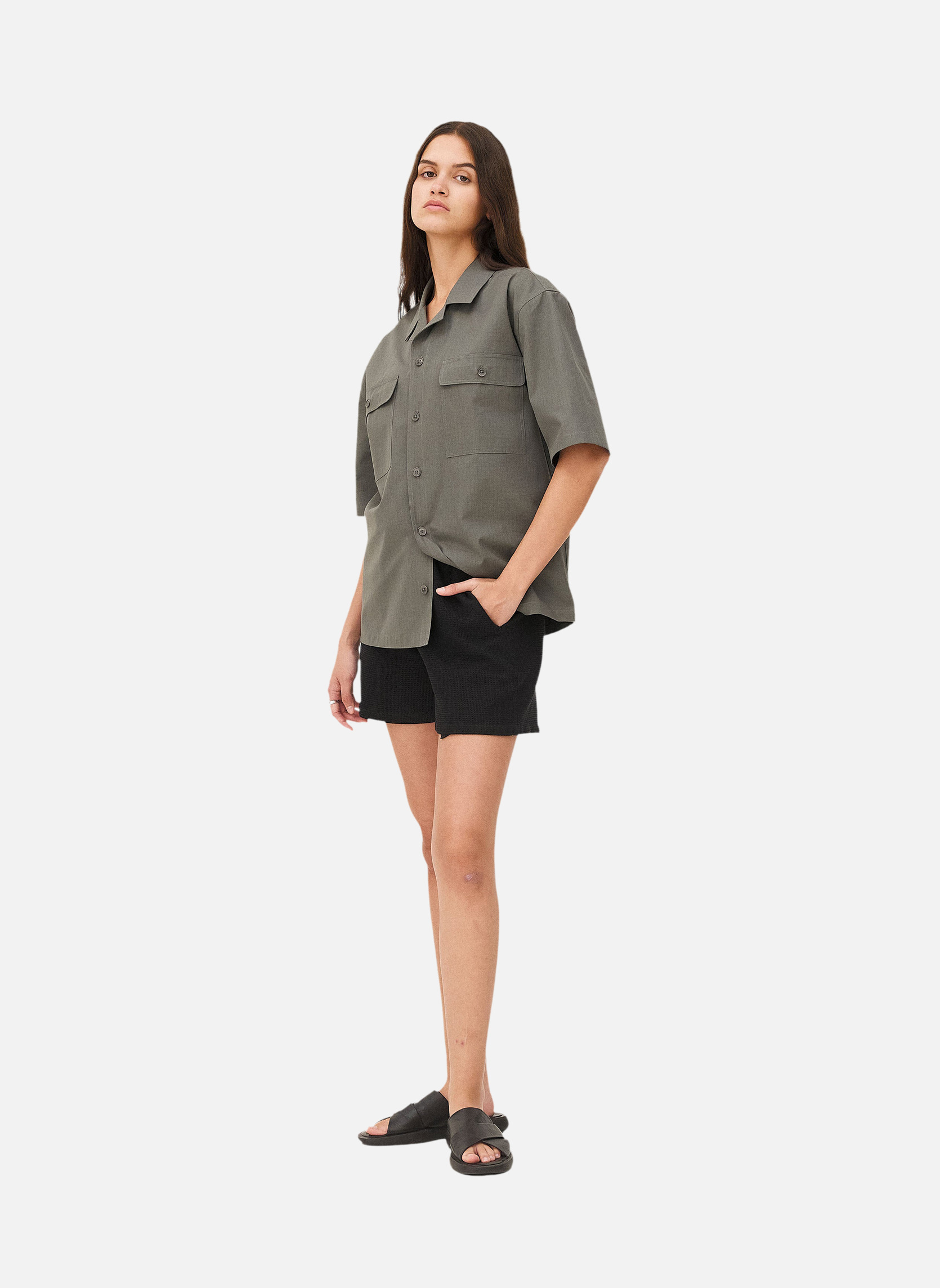 Short élastiqué malibu black waffle Noyoco Black