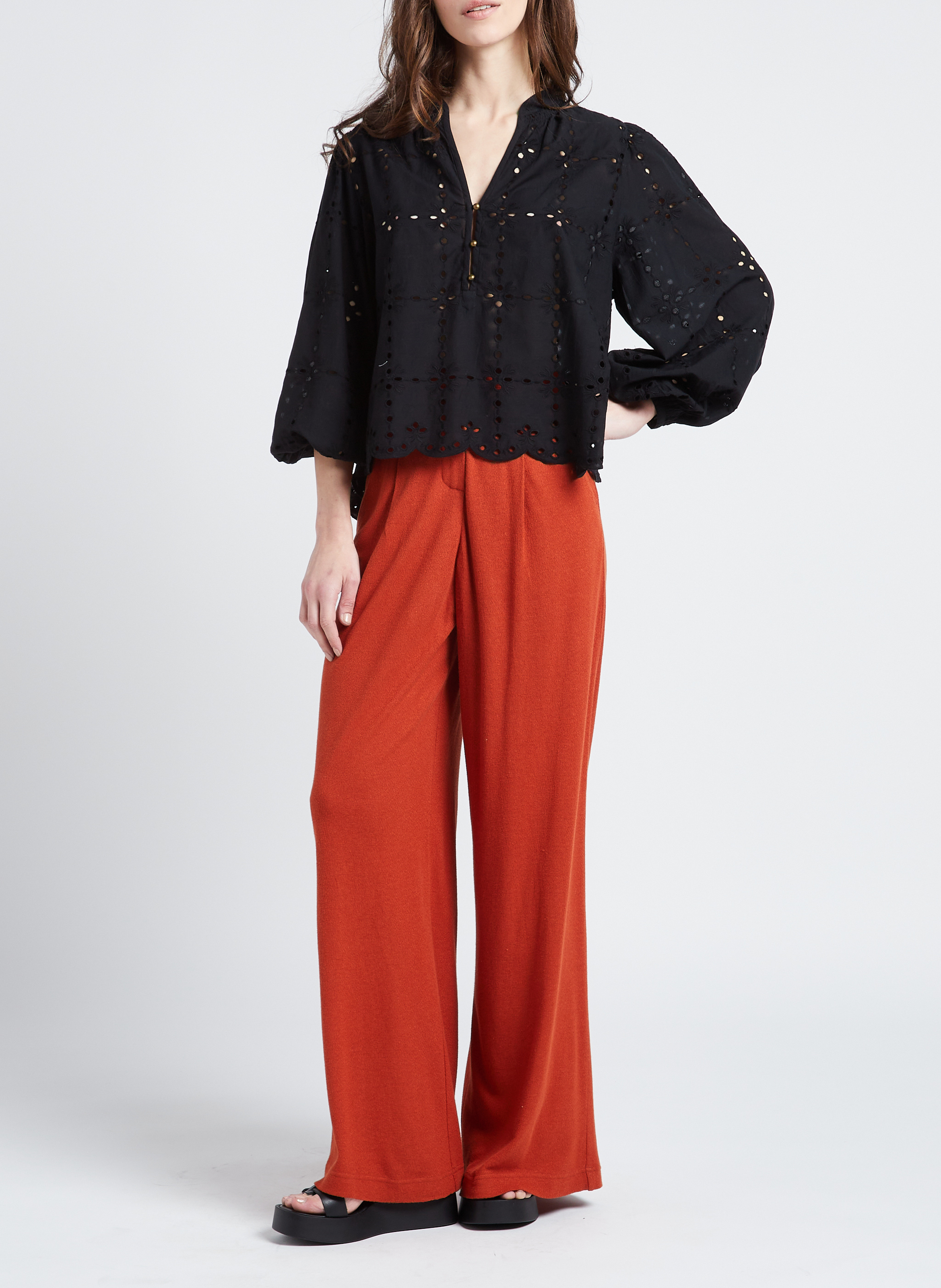 Wide-leg high-waisted linen-blend pants MAX MARA LEISURE Golden
