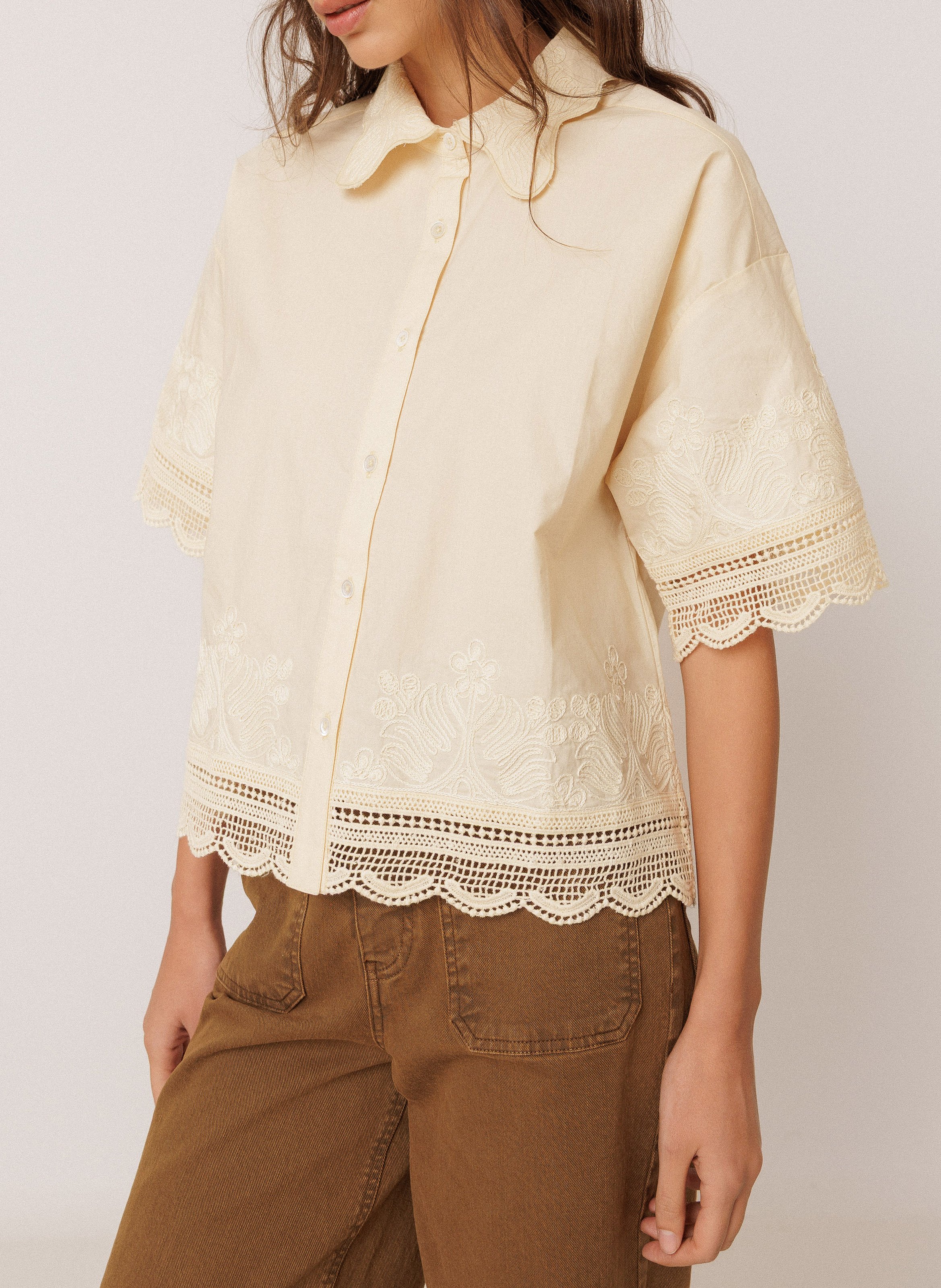 Straight organic cotton shirt INDI & COLD Yellow