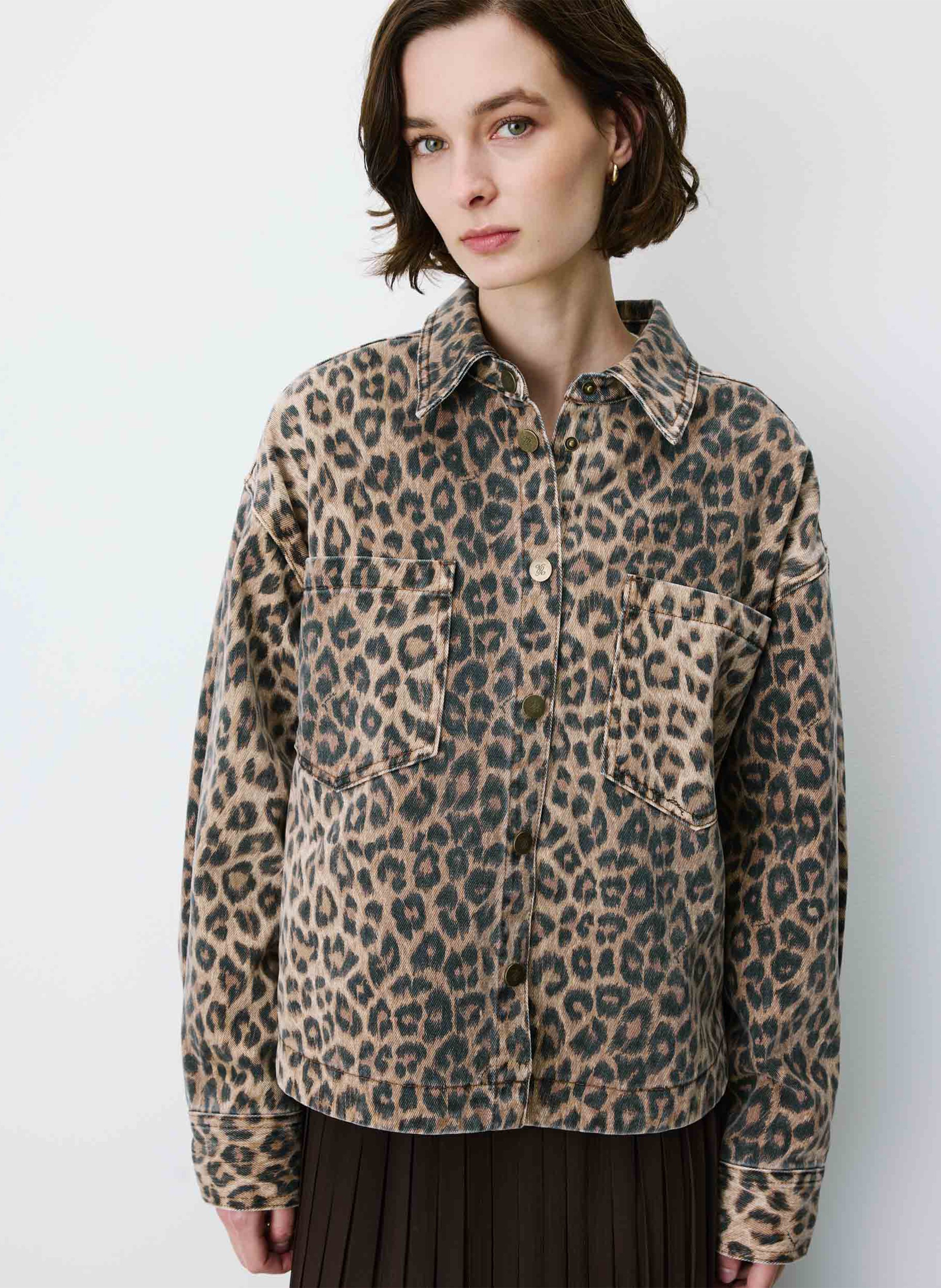 Oversized printed cotton shirt with classic collar GRACE ET MILA
