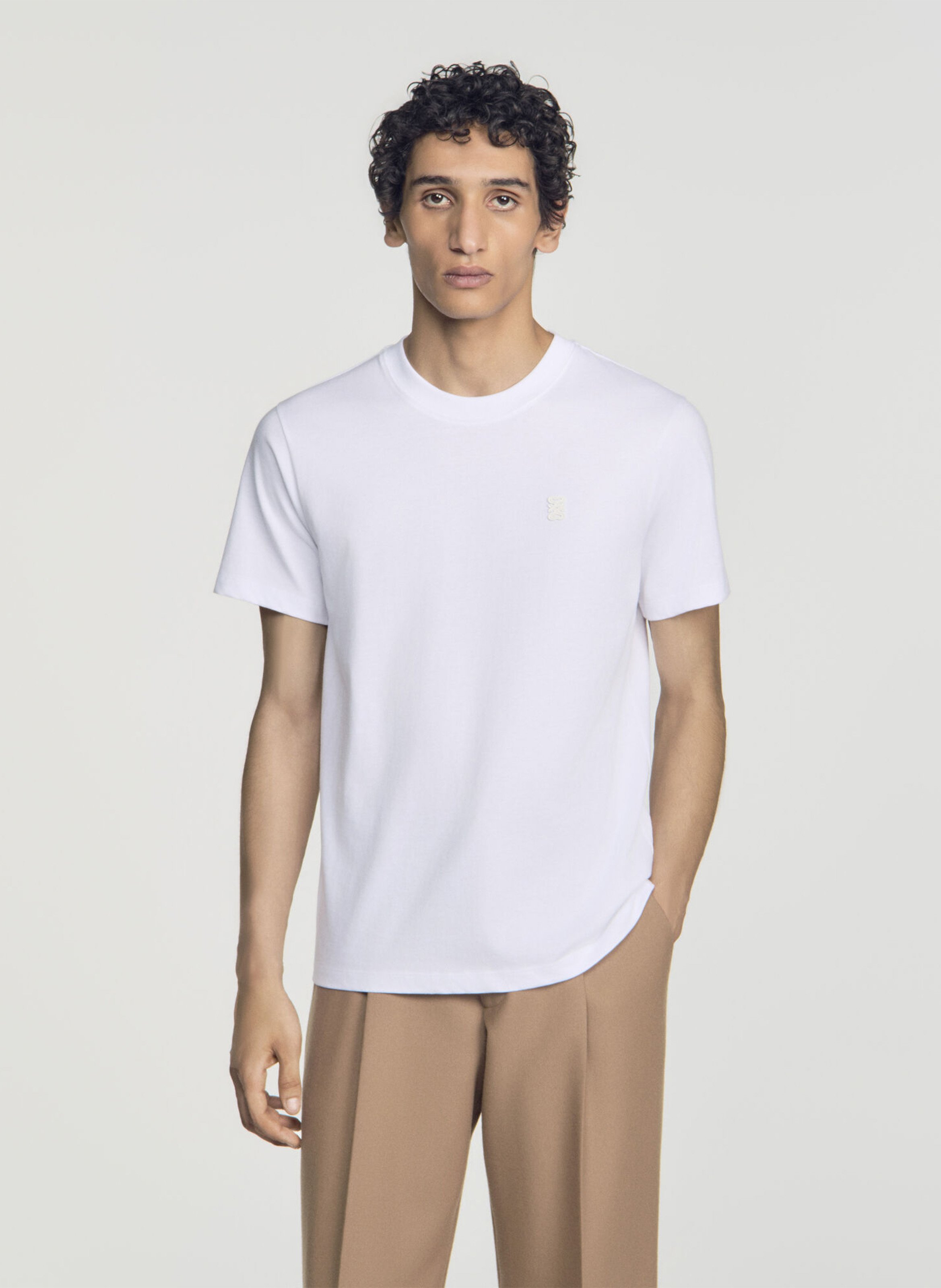 Tee-shirt droit col rond en coton SANDRO