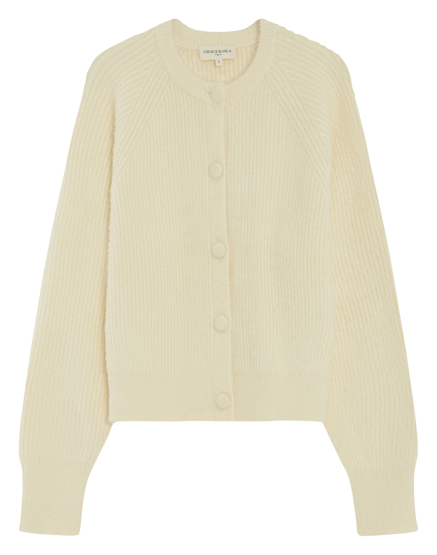 Cardigan droit col rond GRACE ET MILA Jaune