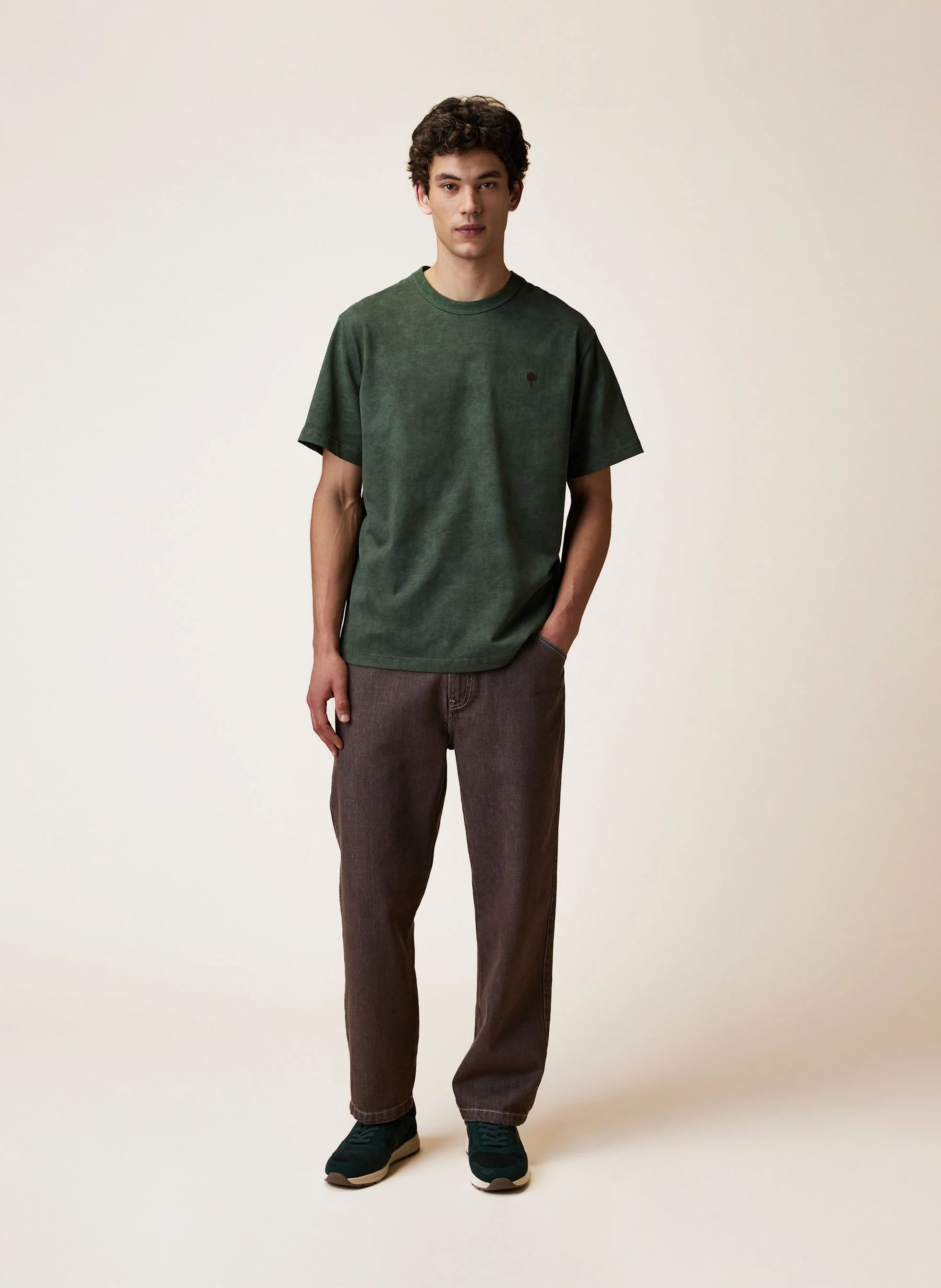 Round-neck cotton T-shirt FAGUO Green