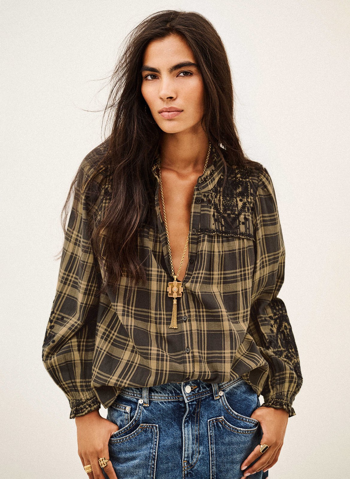 Oversize-Bluse aus Baumwolle BA&SH Khaki