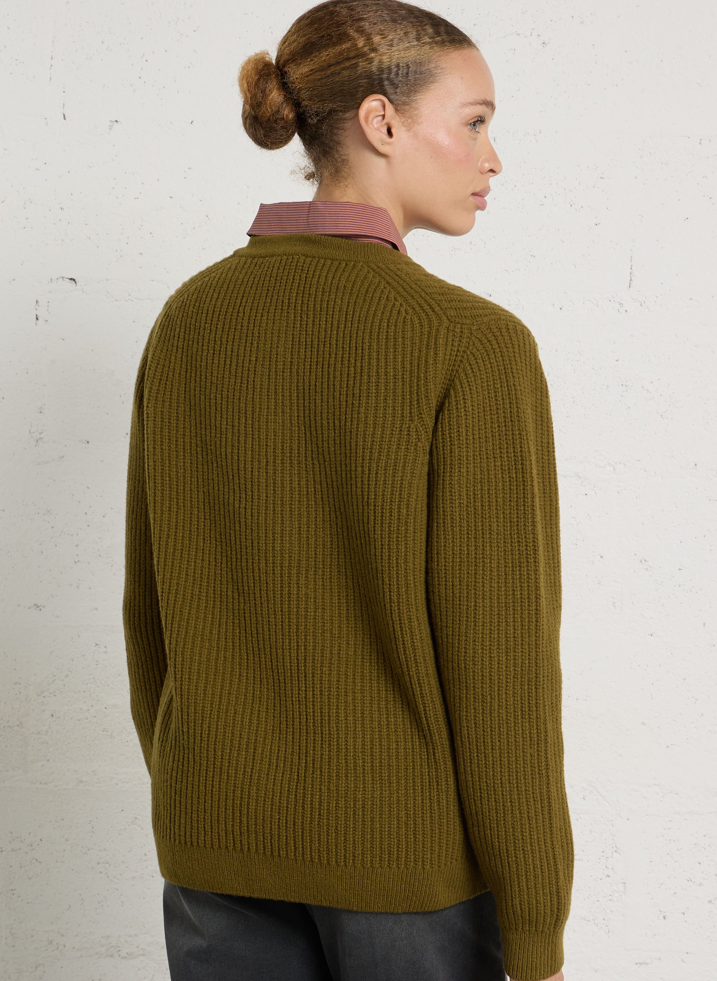 Gerader Strickmantel aus gemischter Wolle ARMOR LUX Grun