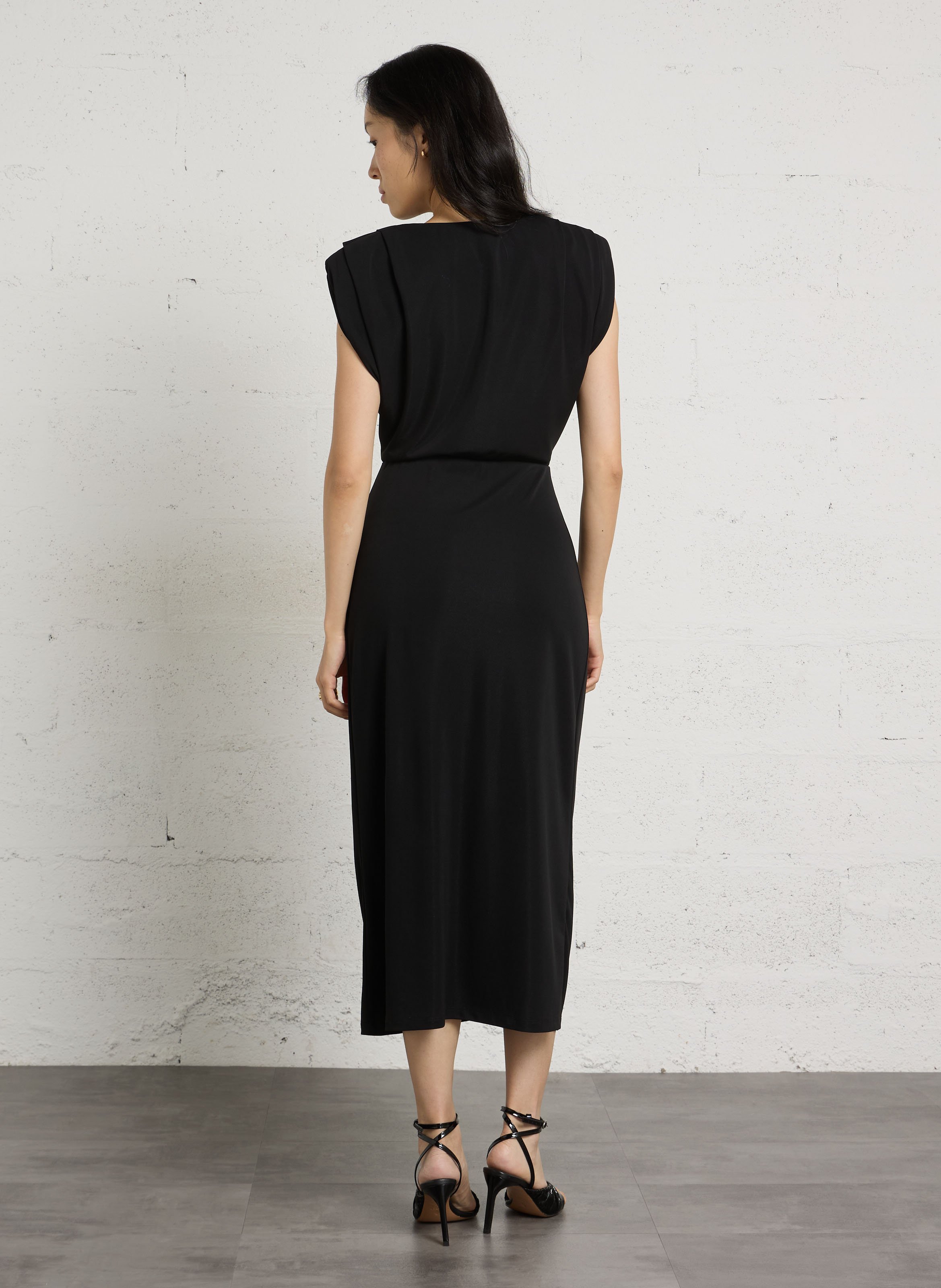 Robe sans manches drapé IMPERIAL Noir