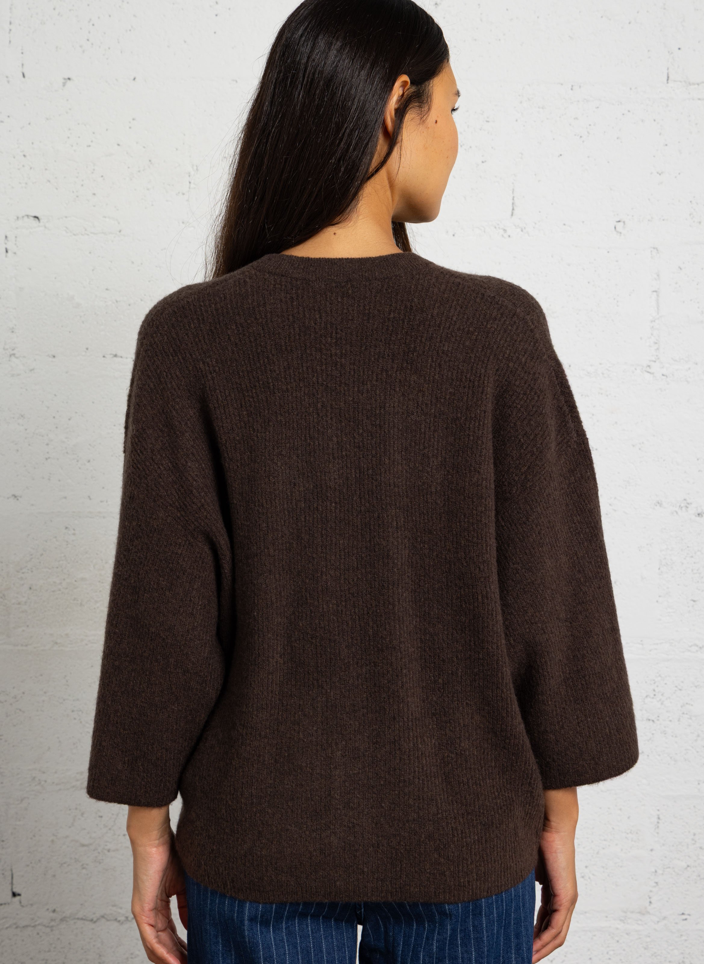 Gilet oversize col rond en maille AMERICAN VINTAGE Marron