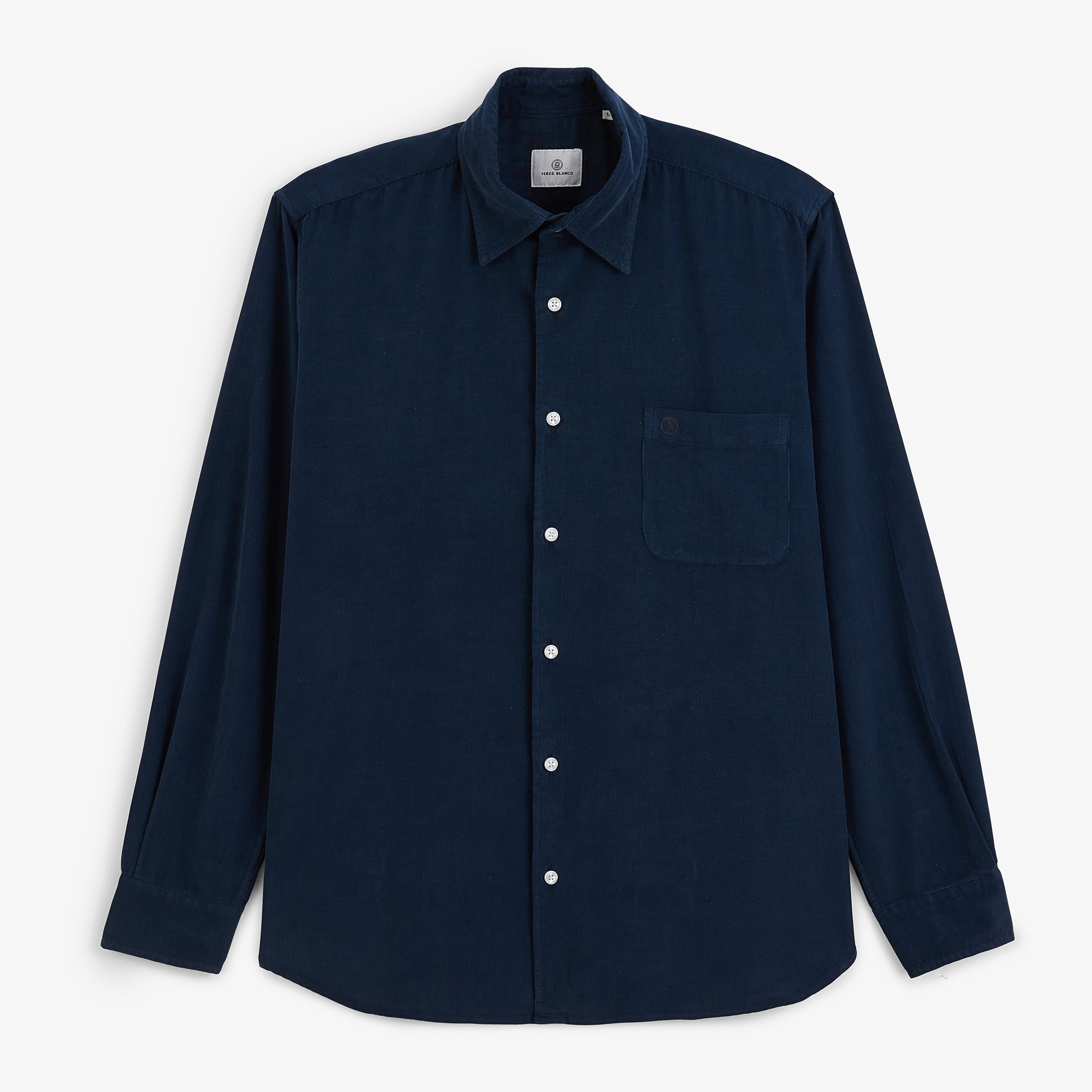 Navy blue corduroy long-sleeve shirt SERGE BLANCO Blue