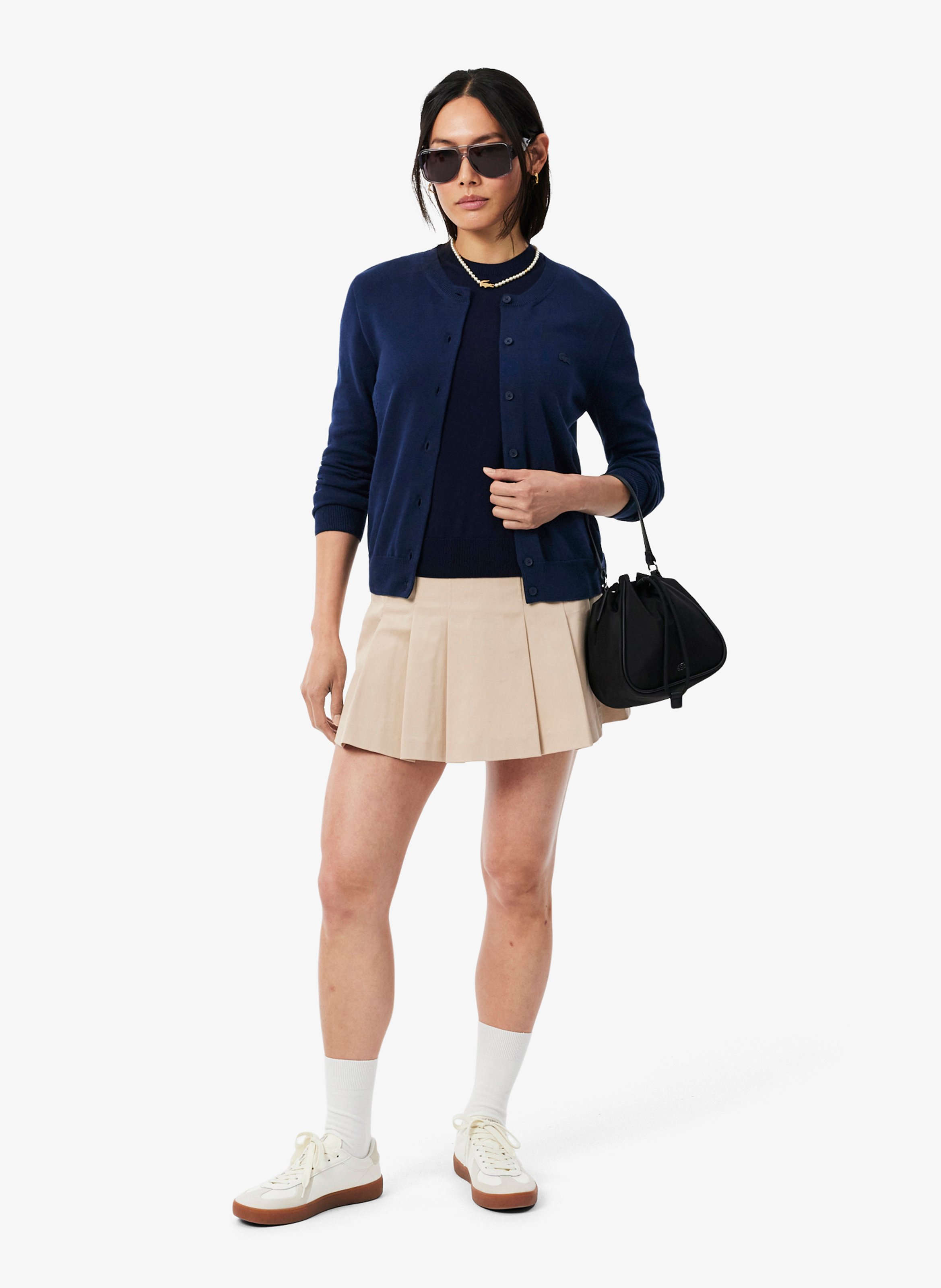 Gerader V-Ausschnitt Cardigan aus Baumwolle LACOSTE Blau