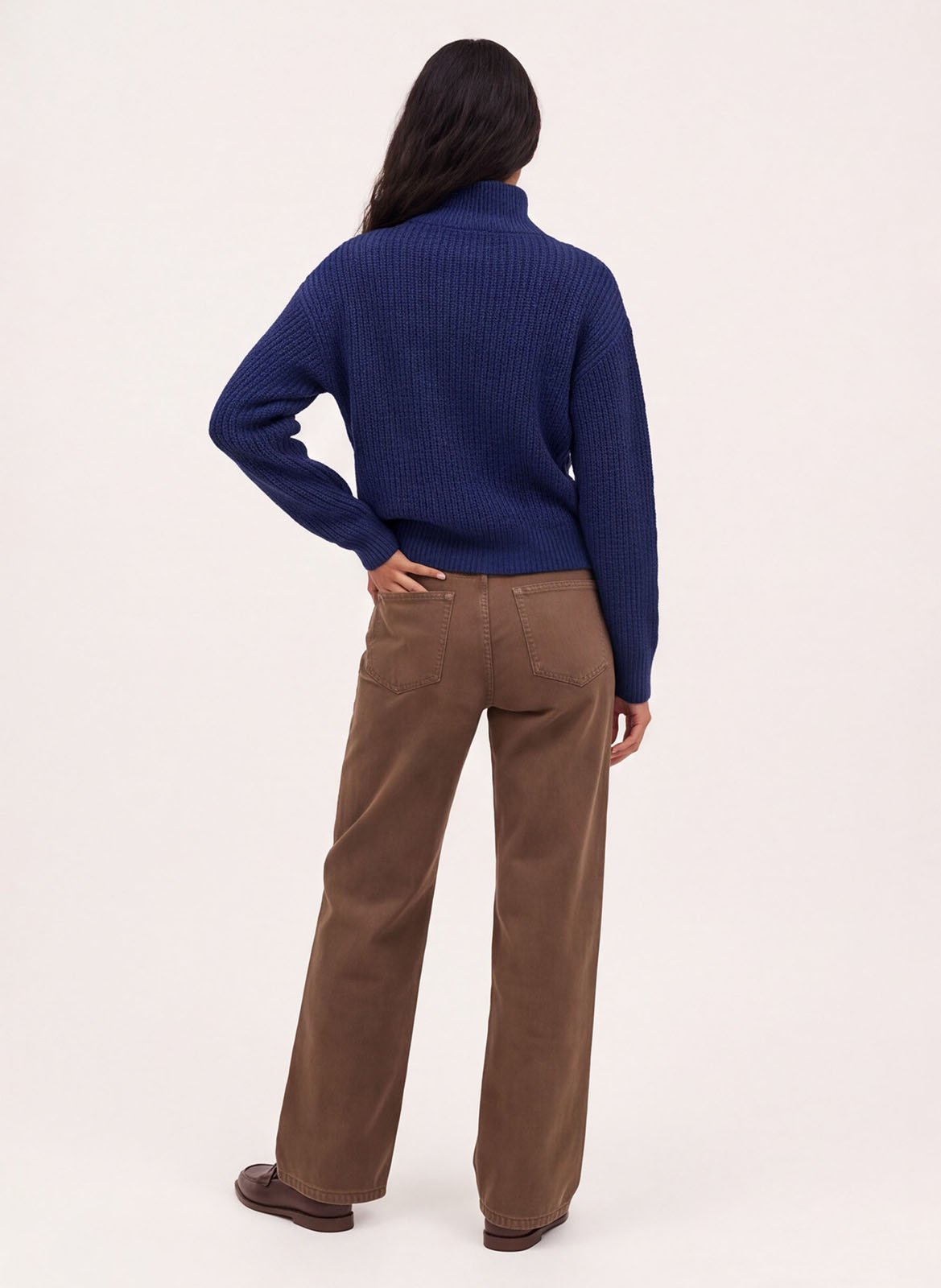 Pull droit col montant zippé en maille KOOKAI Bleu