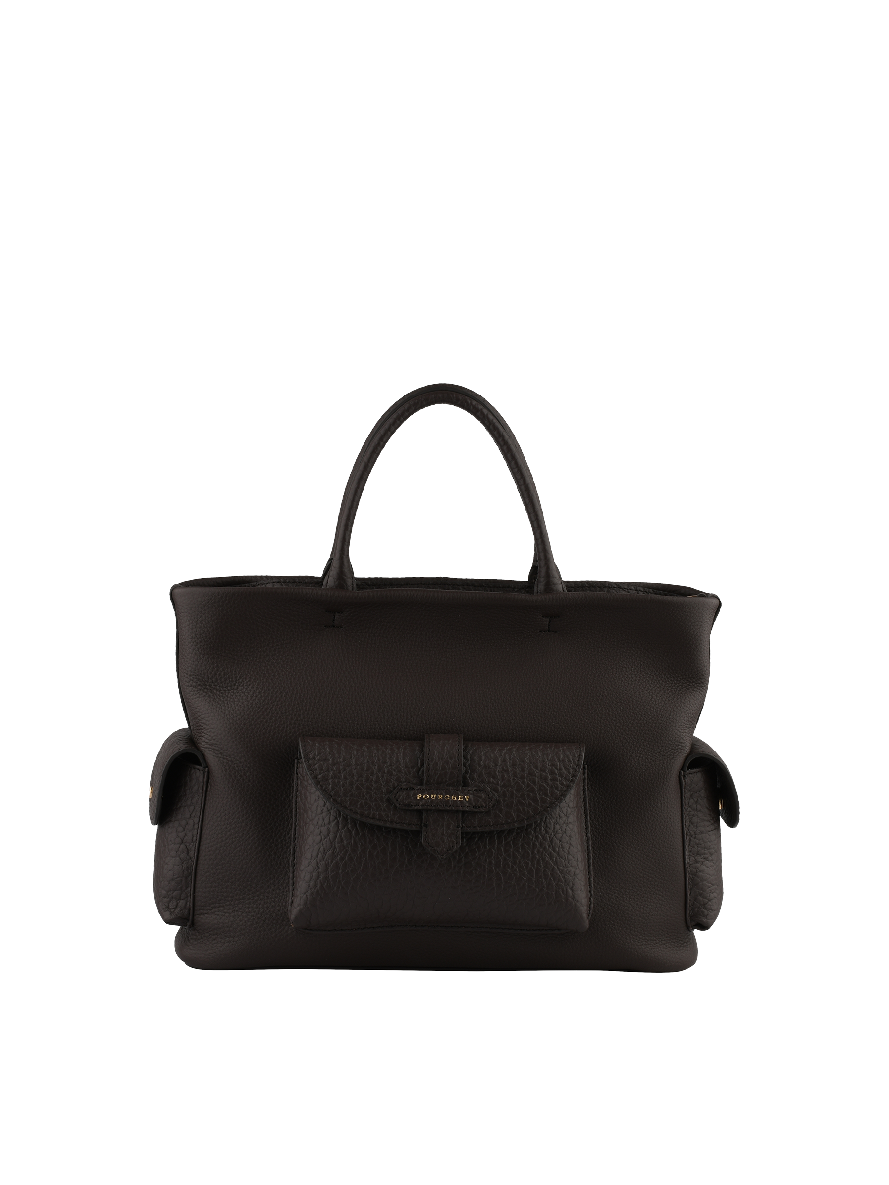 Calfskin leather handbag POURCHET Brown