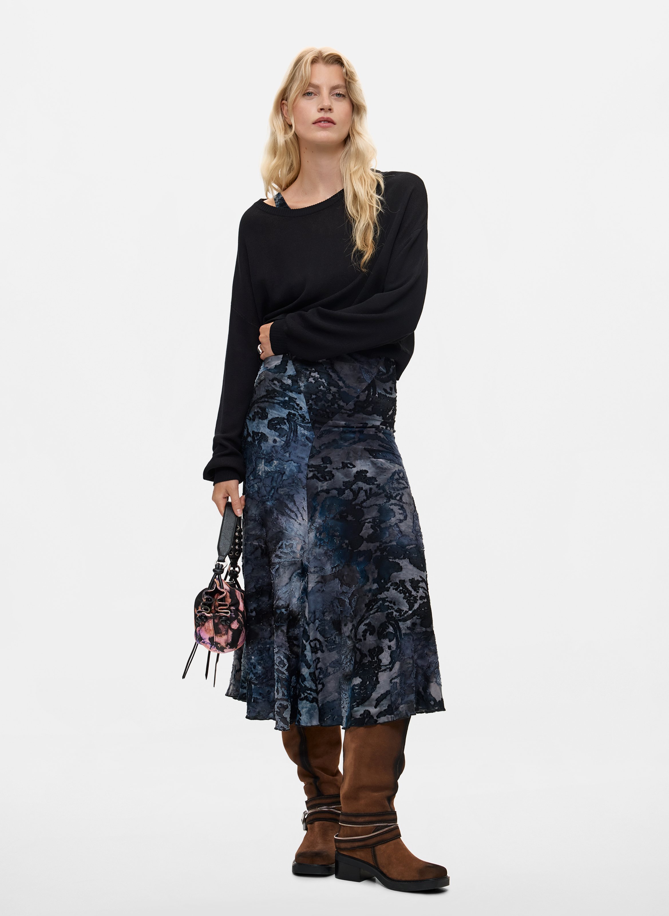 Long printed dress with sweater DESIGUAL Blue