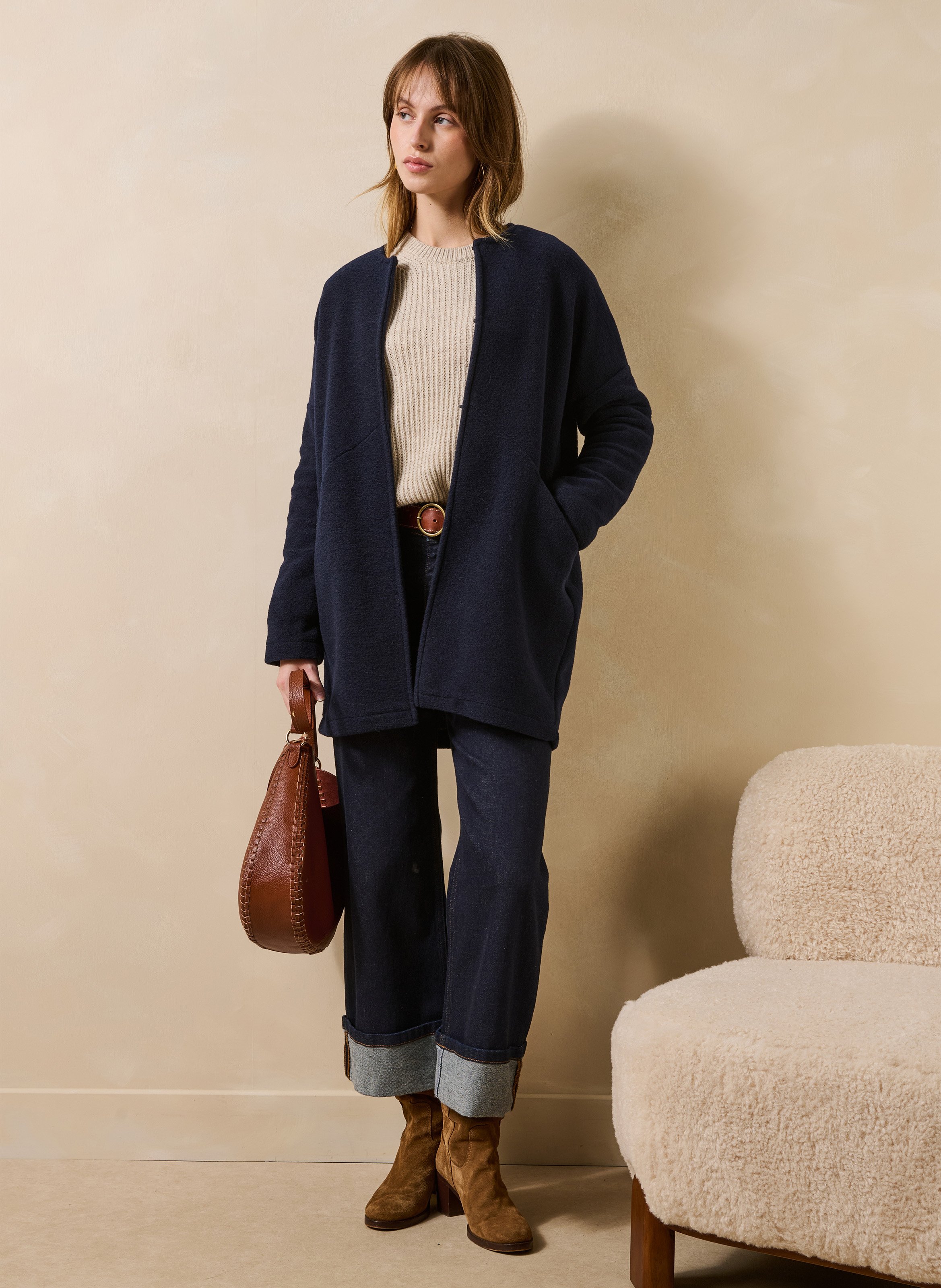 Mantel mit Rundhalsausschnitt LA FEE MARABOUTEE Blau