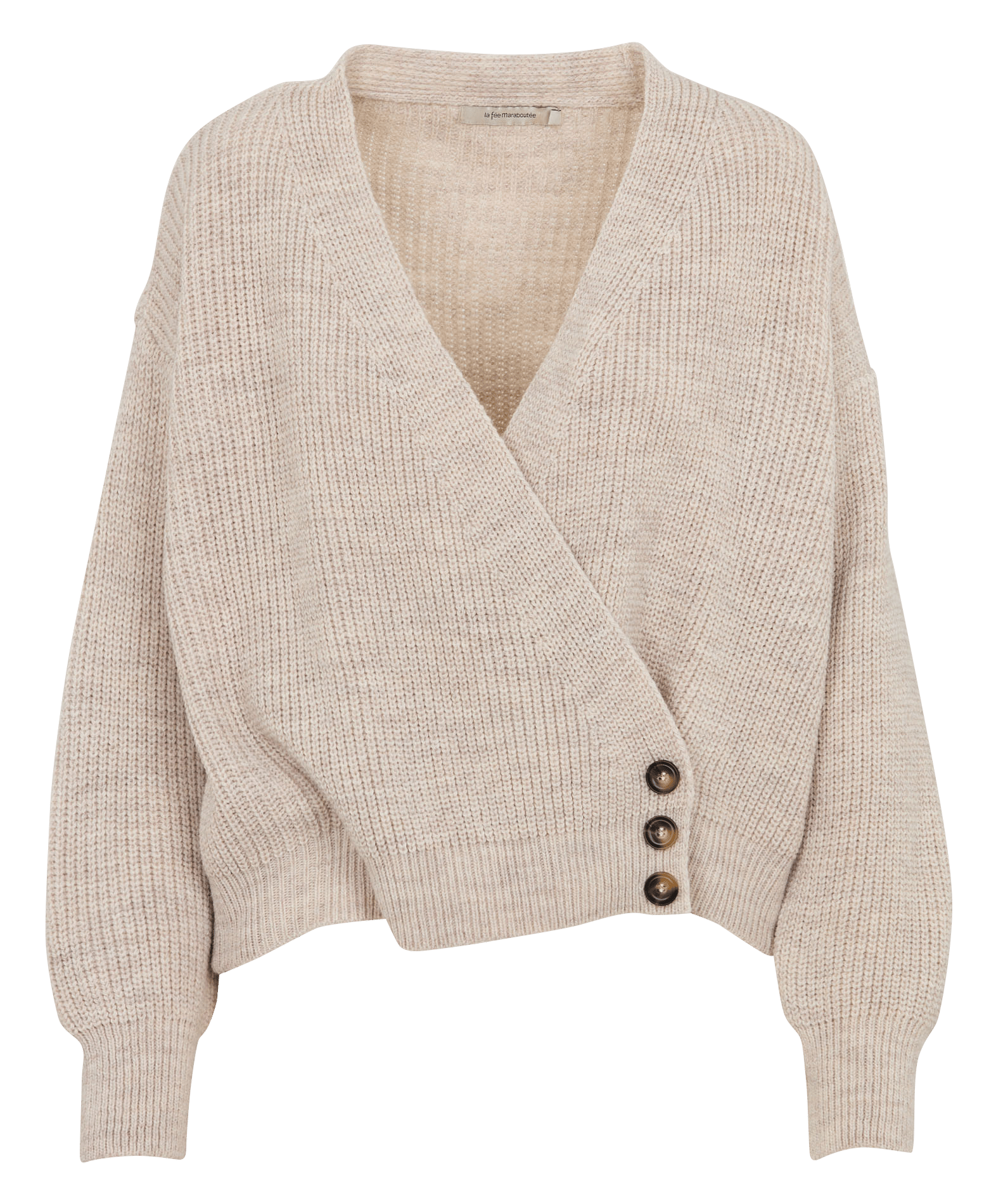 Gilet col V  LA FEE MARABOUTEE Beige