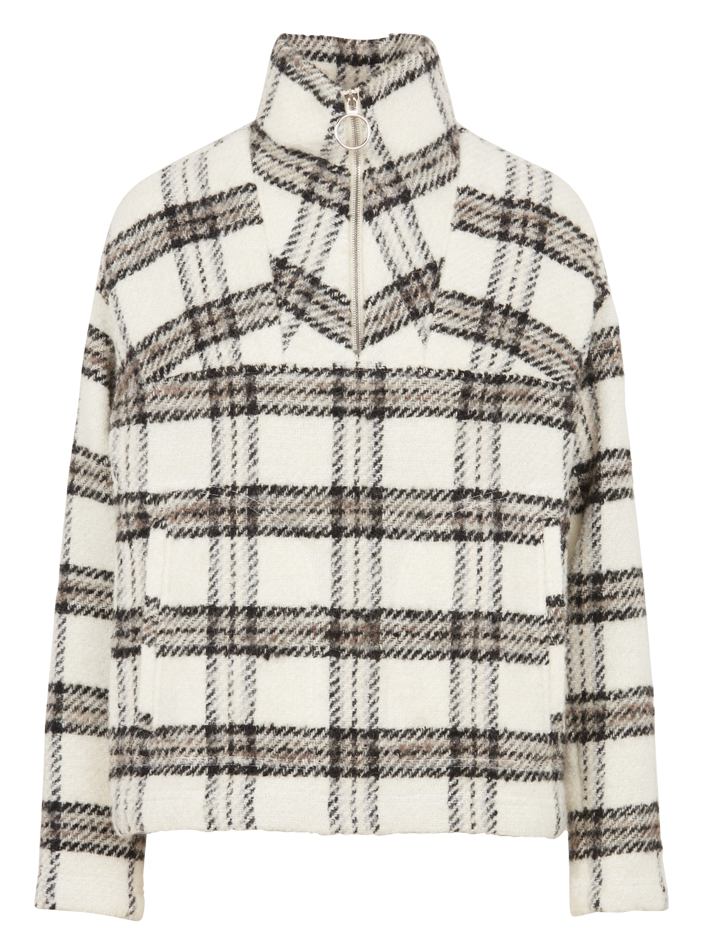 Sweat col camionneur à carreaux en laine mélangée IRO Beige