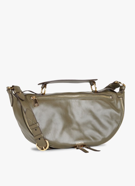 Leather shoulder bag Kaki fonce Lancel Women Place des Tendances