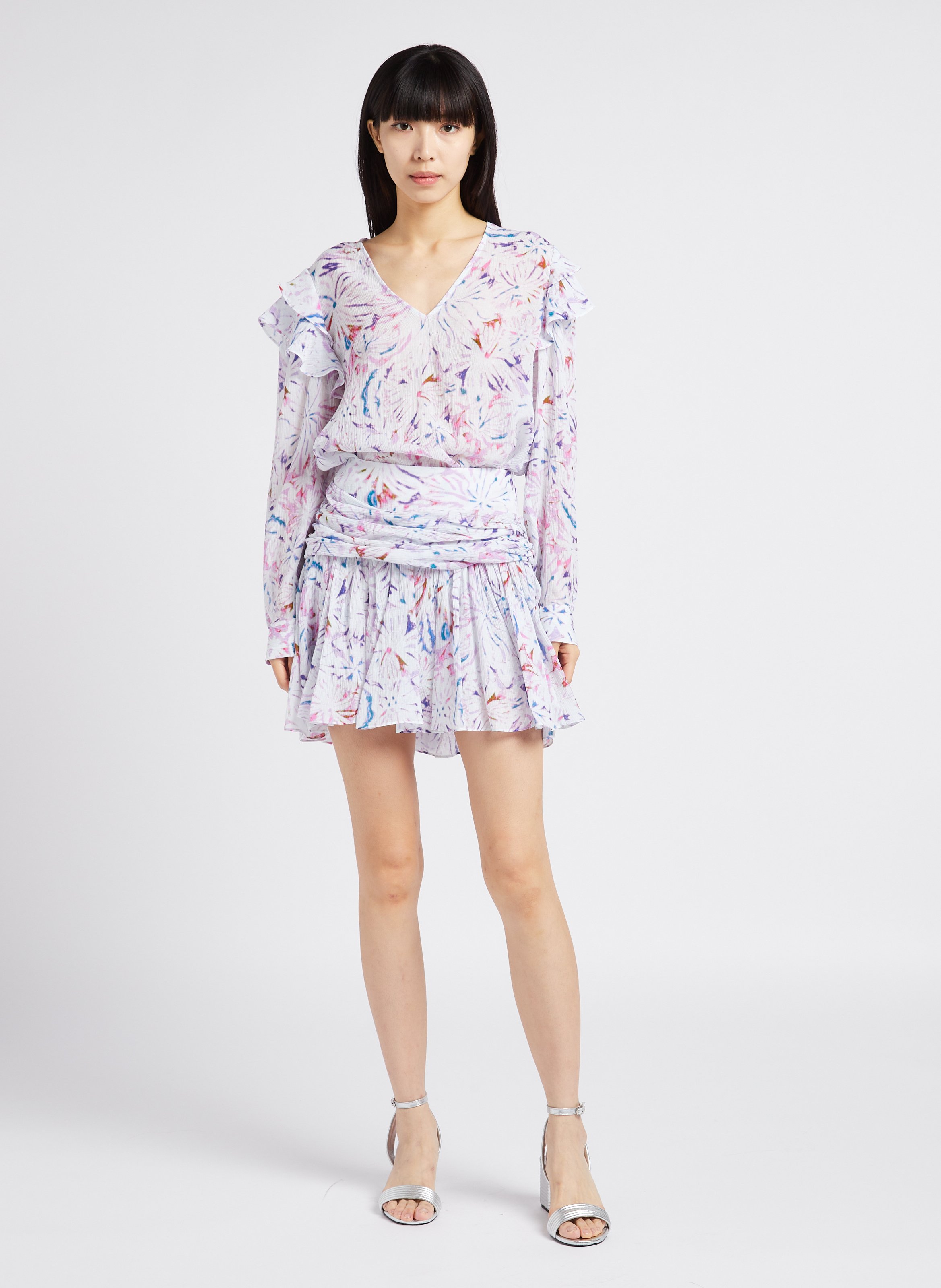 Jupe courte évasée imprimée IRO Rose