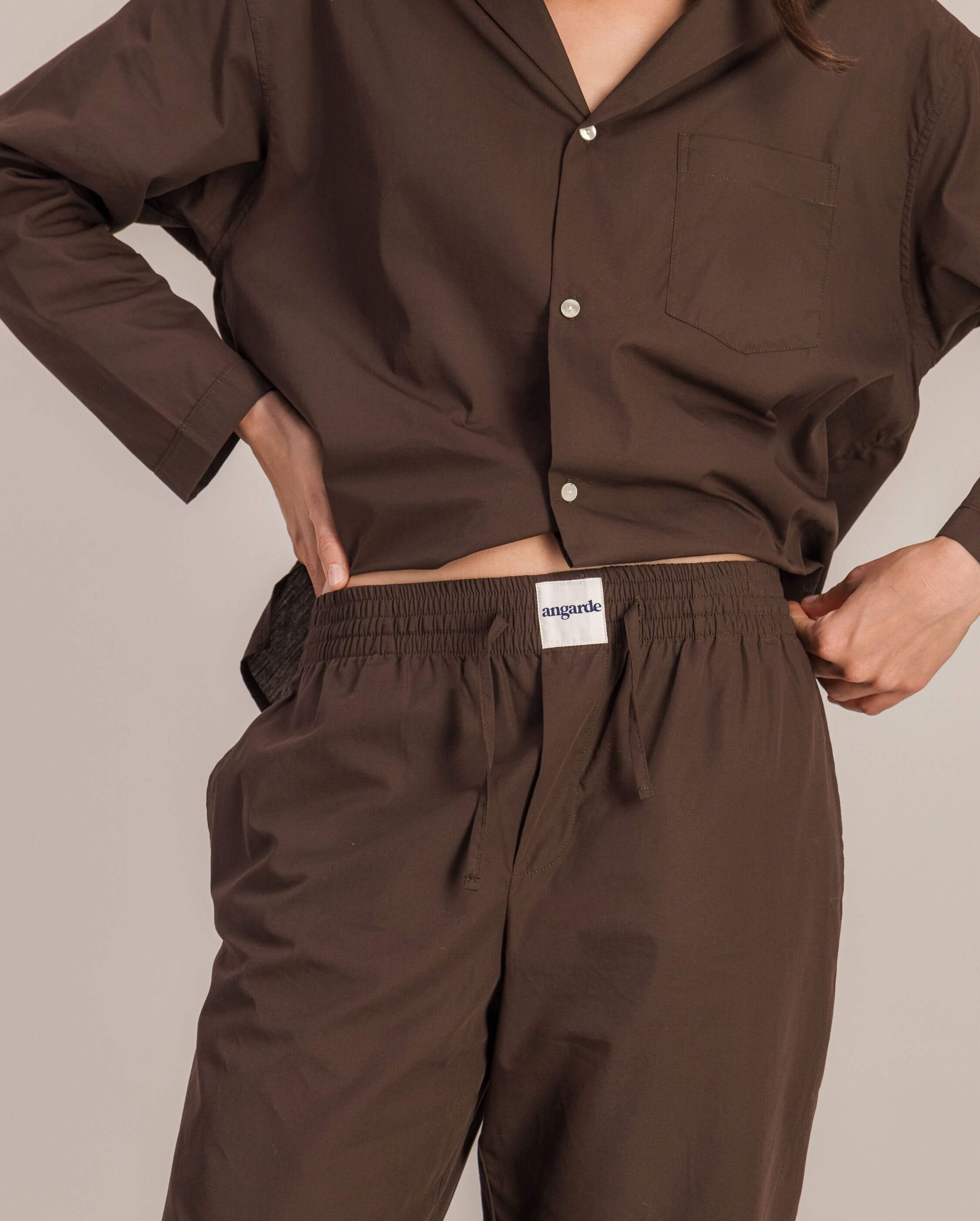 Women's organic cotton pyjama pants, chocolate ANGARDE Brown