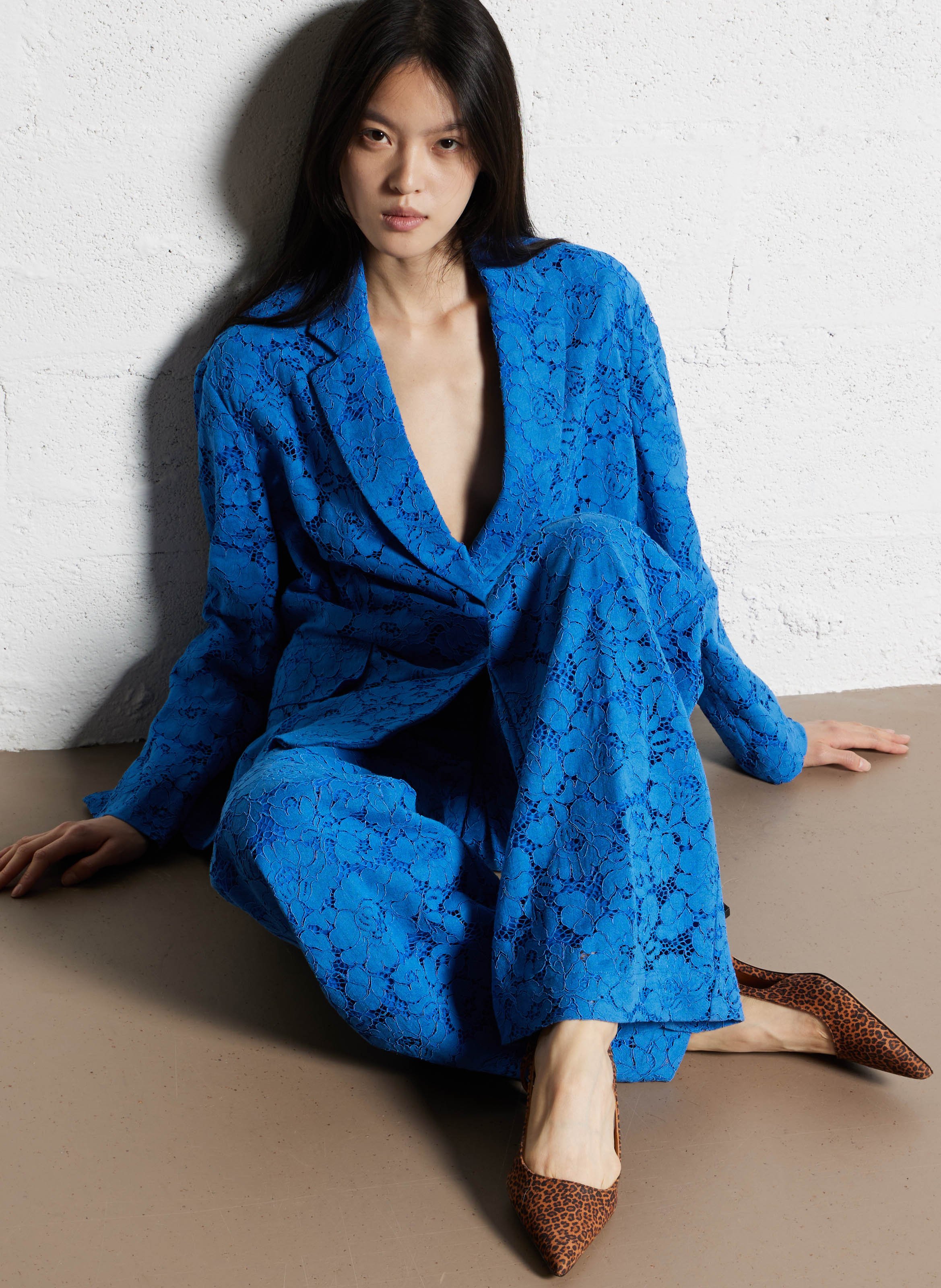 Pantalon large en dentelle MOMONI Bleu