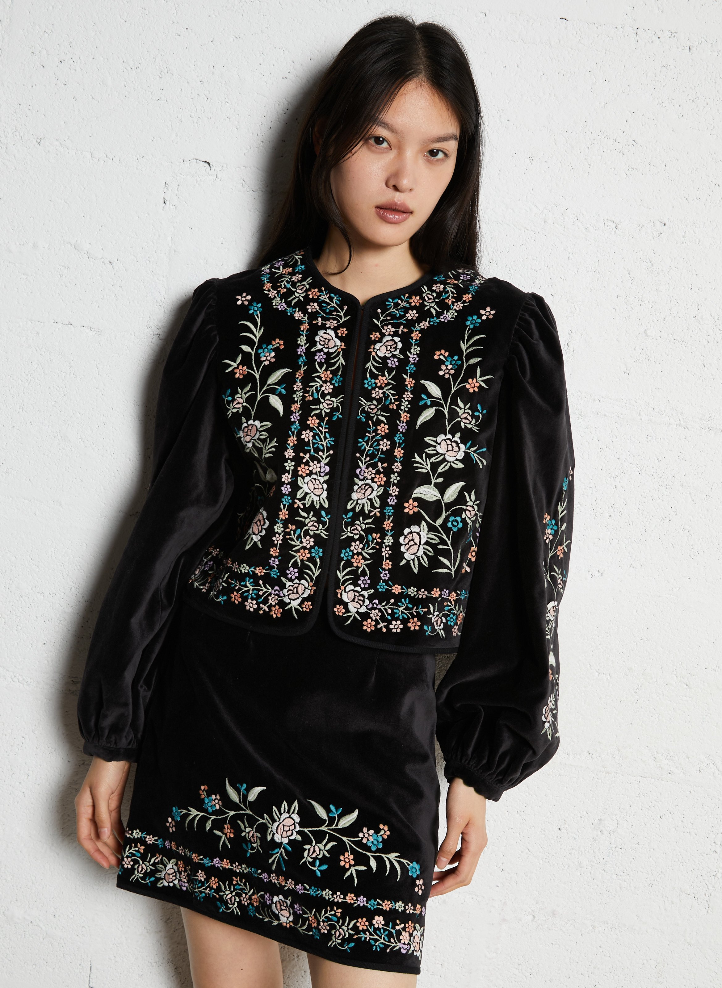 Jacket with velvet detail LOUISE MISHA Black