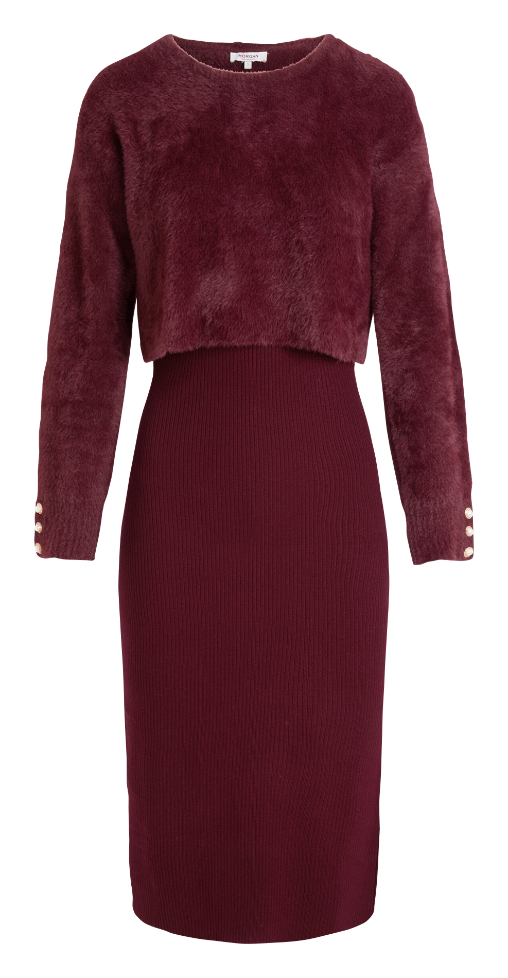 Round-neck midi dress MORGAN Purple